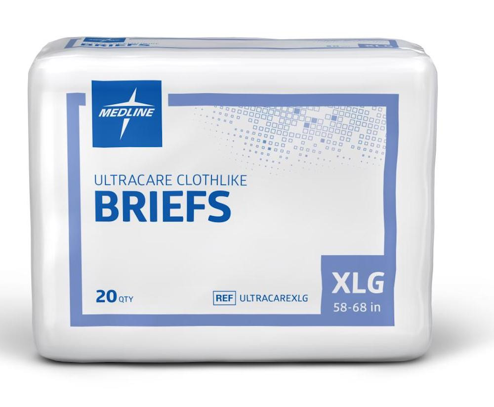 Medline Ultracare Cloth-Like Adult Incontinence Briefs with Tabs, Heavy Absorbency
