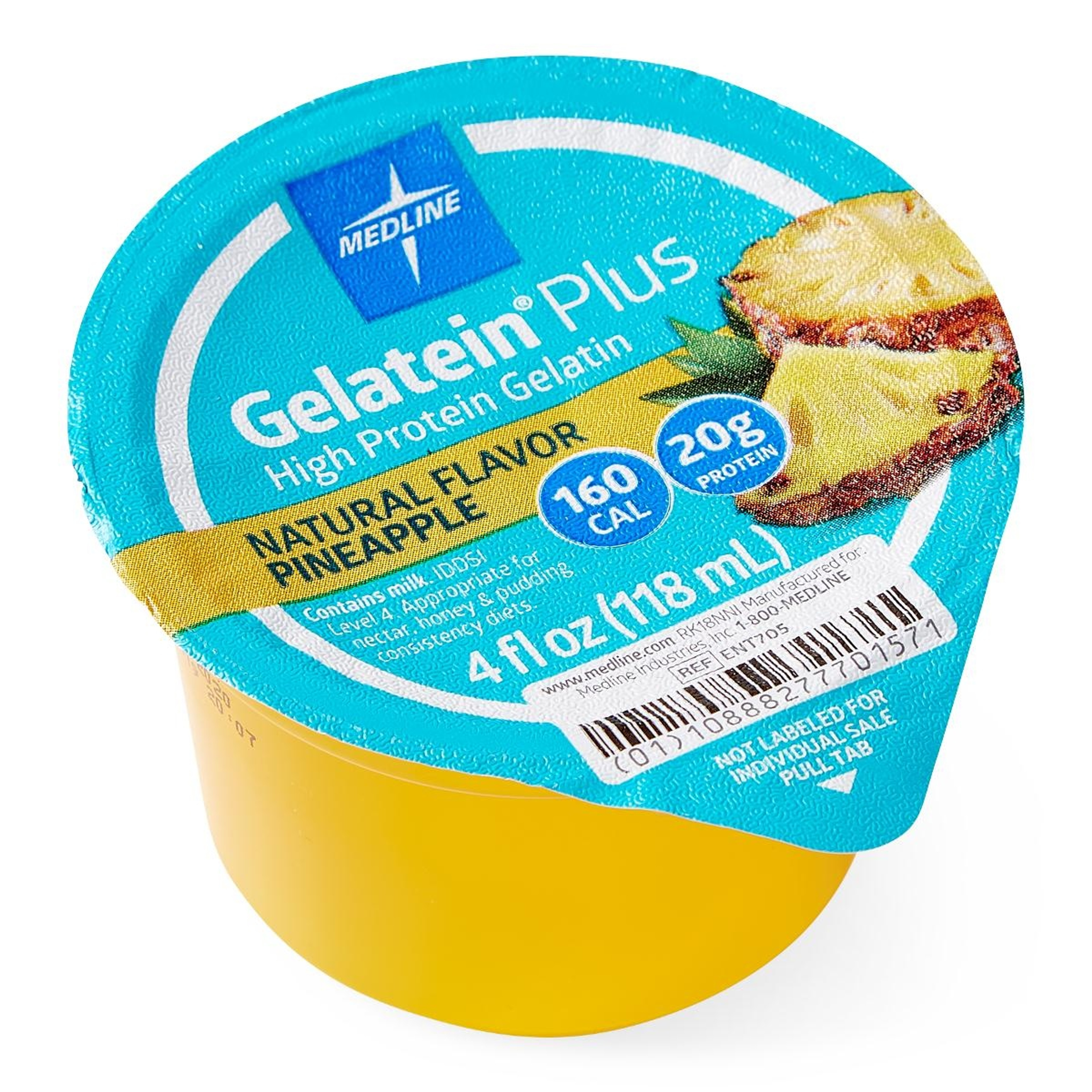 Medline Gelatein Plus High Protein Supplement, Pineapple Flavor, 4-oz.