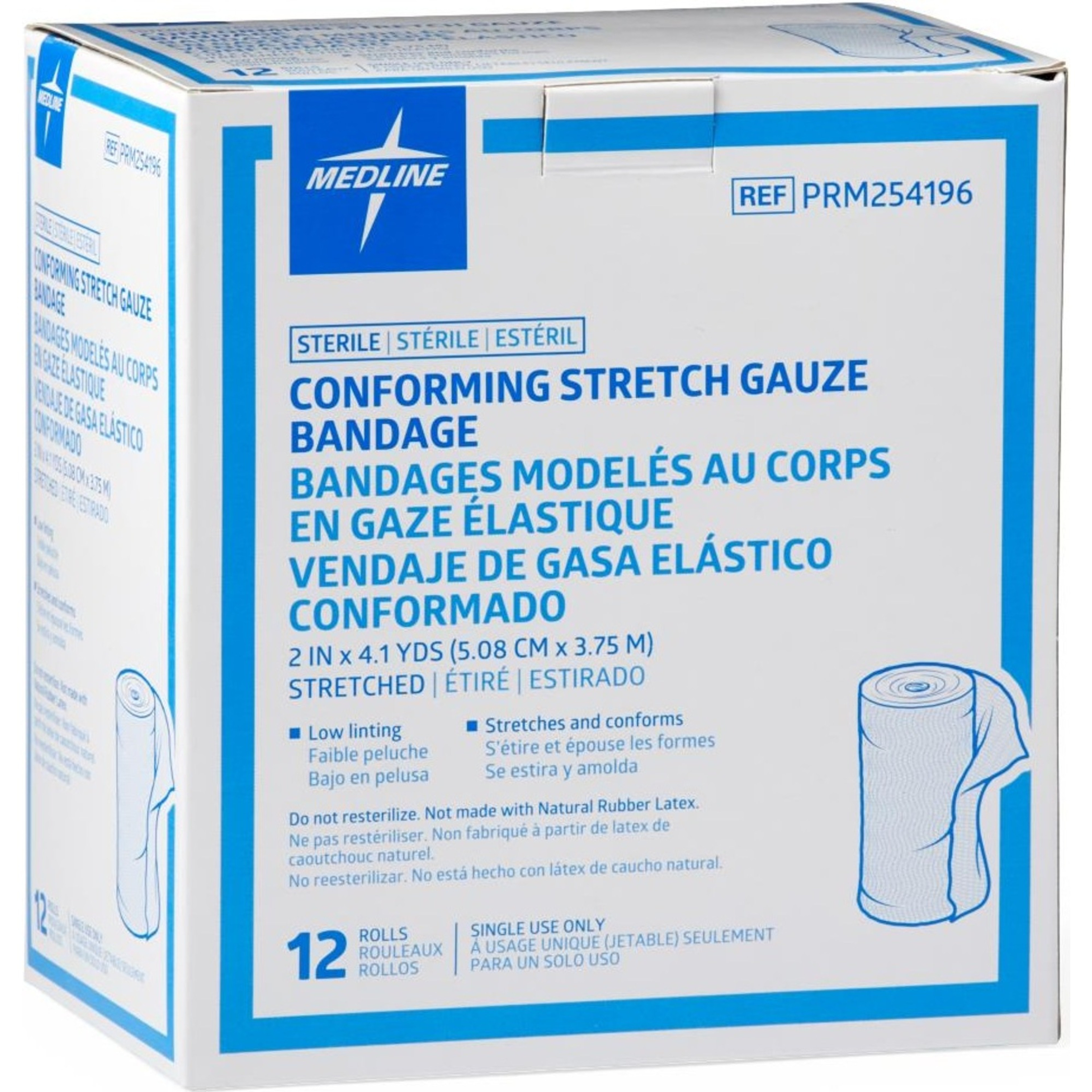 Medline Conforming Stretch Gauze Bandages, Light Weight