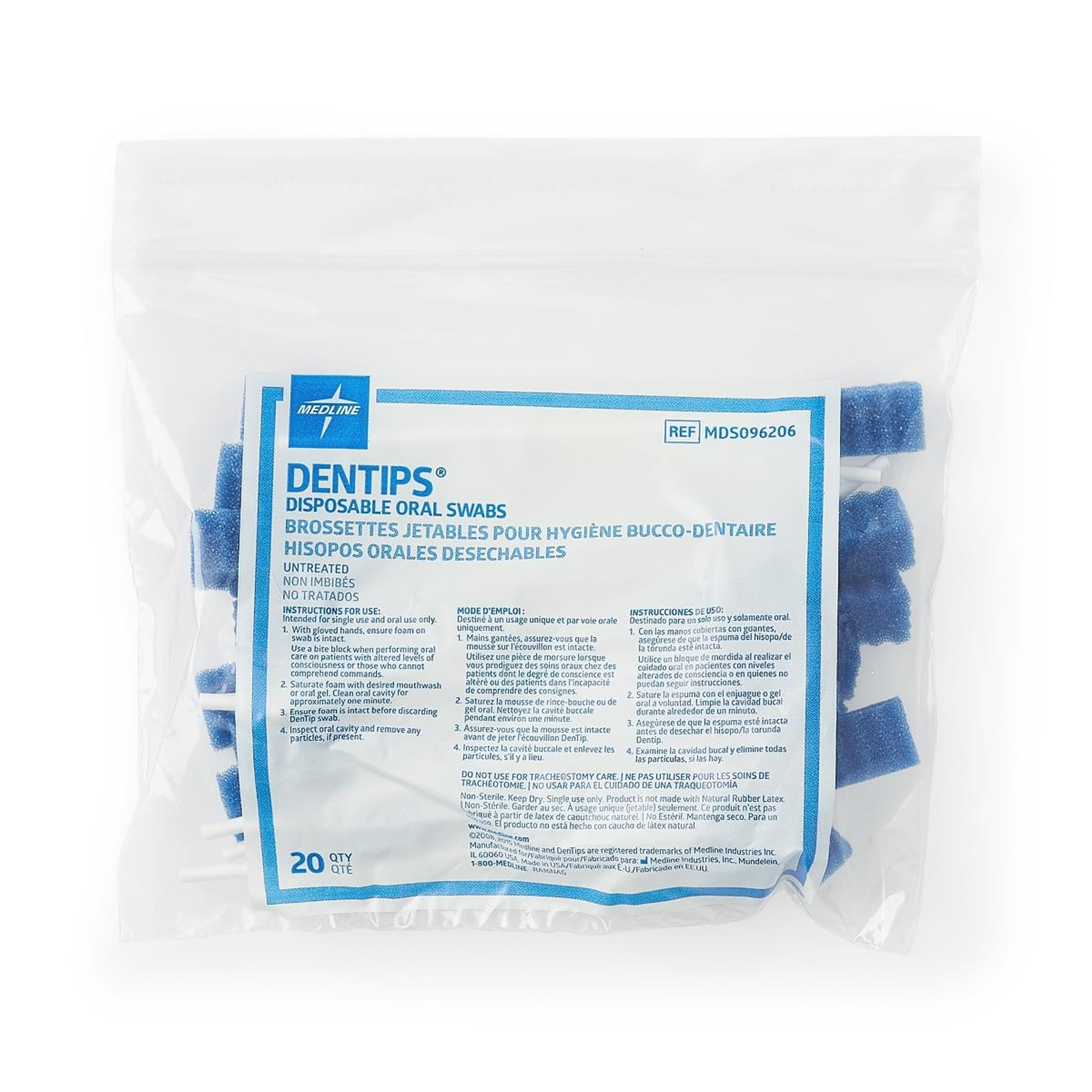 Medline DenTips Oral Swabsticks, Untreated