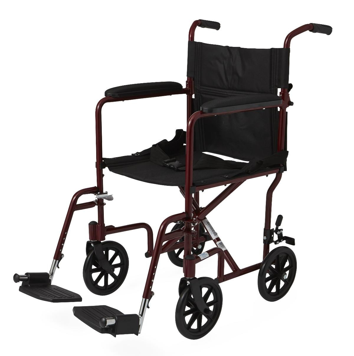 Medline Basic Transport Chair, Permanent Armrests, Detachable Swing-Away Footrests, 8"