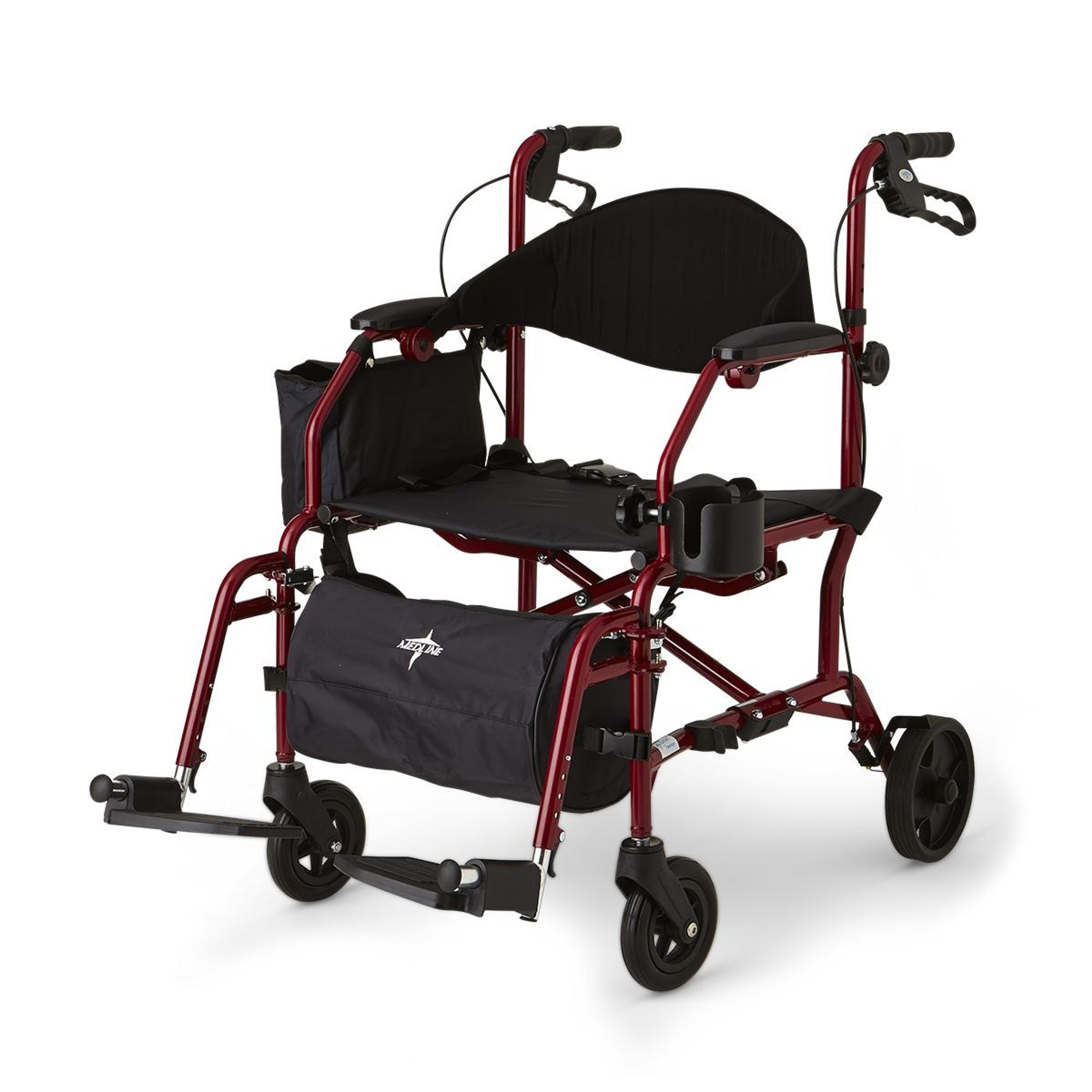 Medline Translator Combination Transport Chair and Rollator, Swing-Away Footrests, 8"