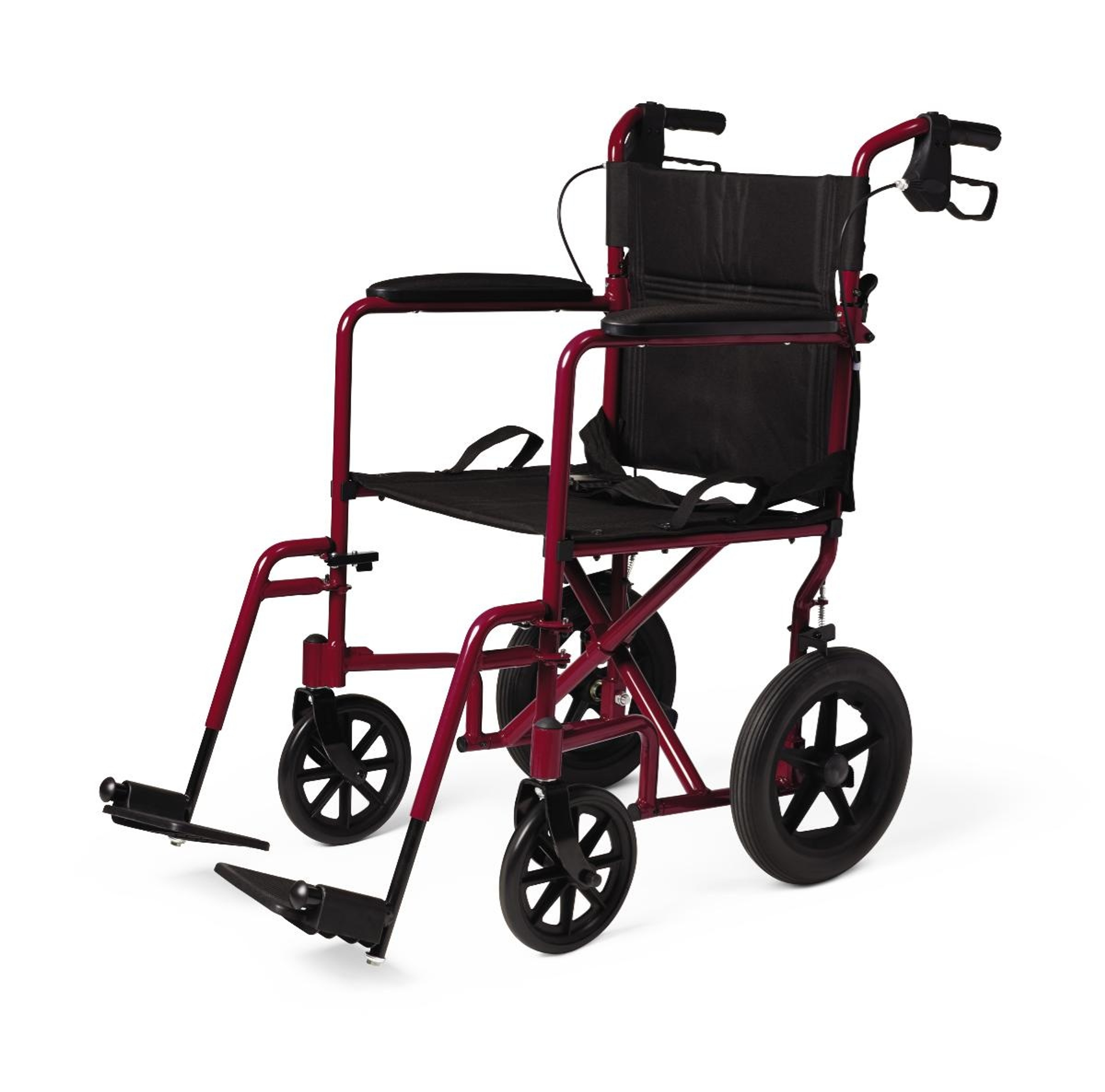Medline Basic Aluminum Transport Chair, Permanent Full-Length Arms, Swing-Away Footrests, 12'