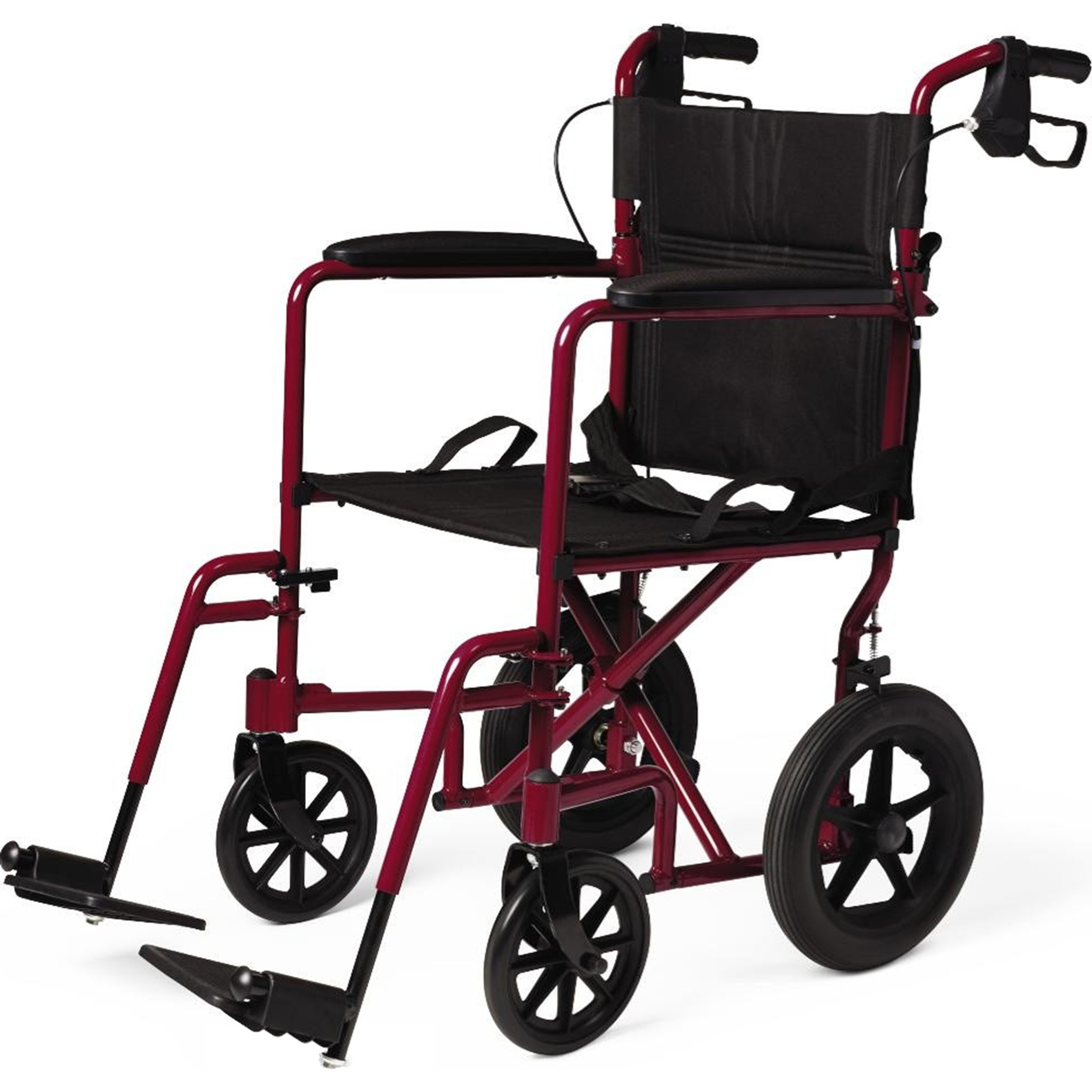 Medline Basic Aluminum Transport Chair, Permanent Full-Length Arms, Swing-Away Footrests, 12'