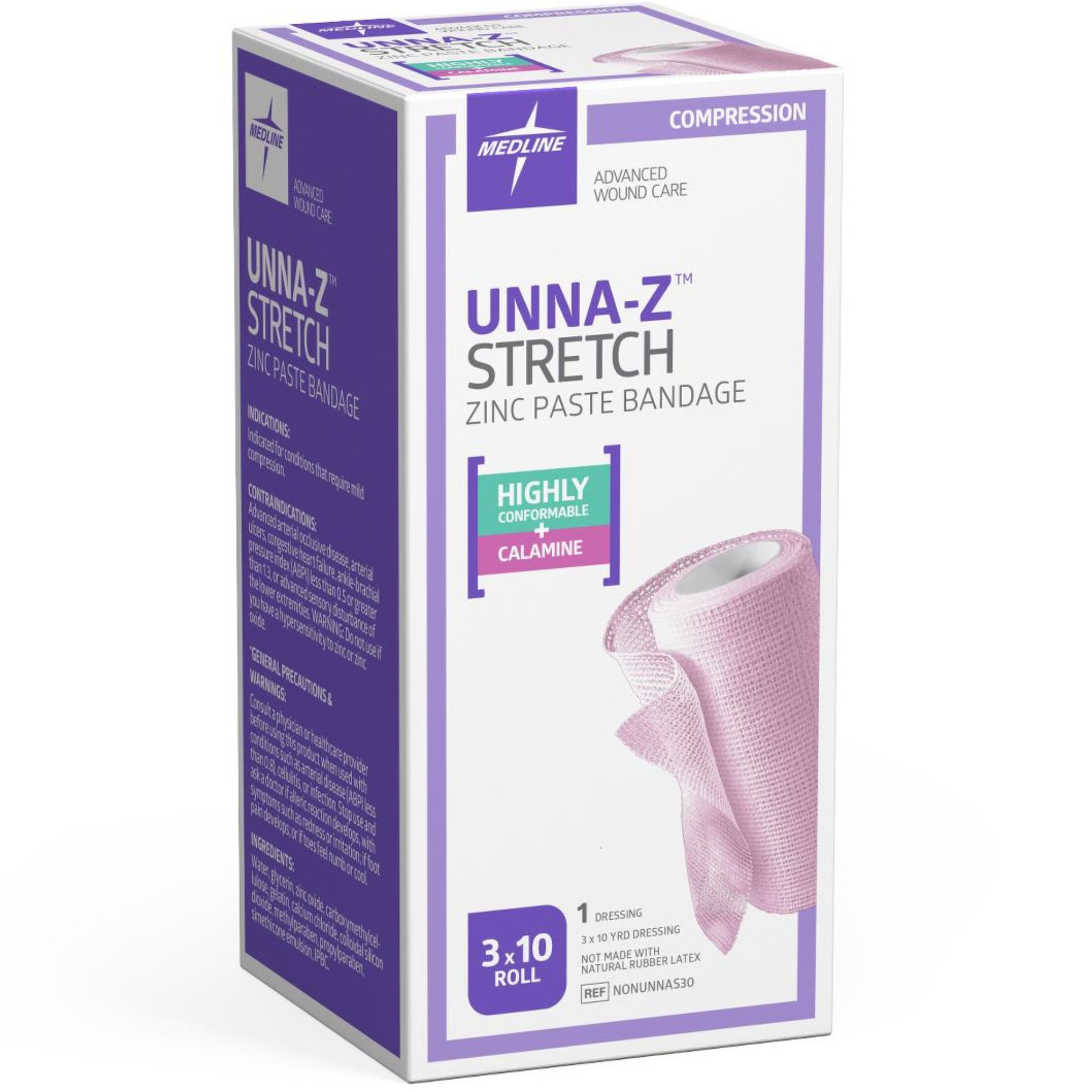 Medline Unna-Z Stretch Zinc Paste Bandage with Calamine