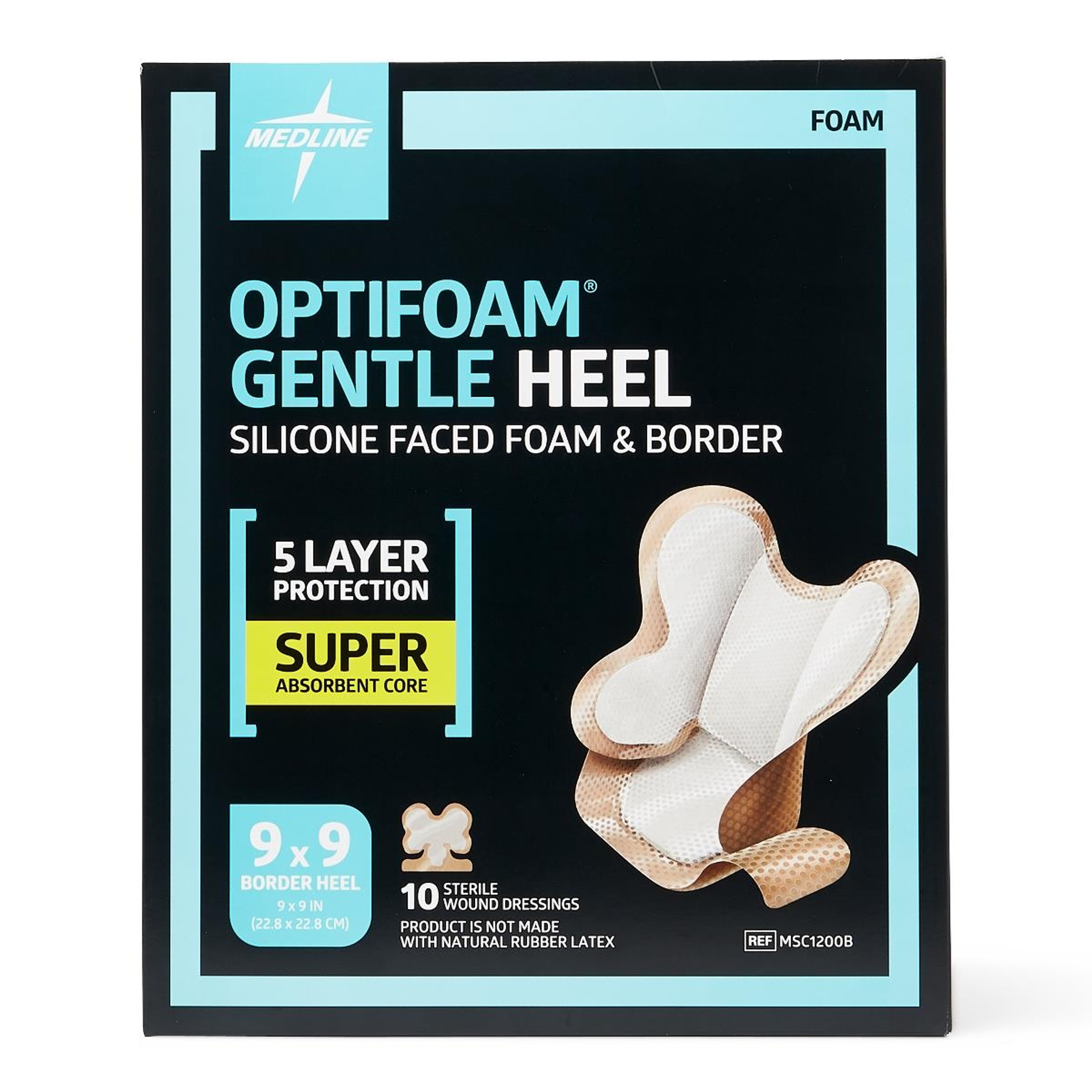 Medline Optifoam Gentle Heel Silicone Faced Foam Dressing