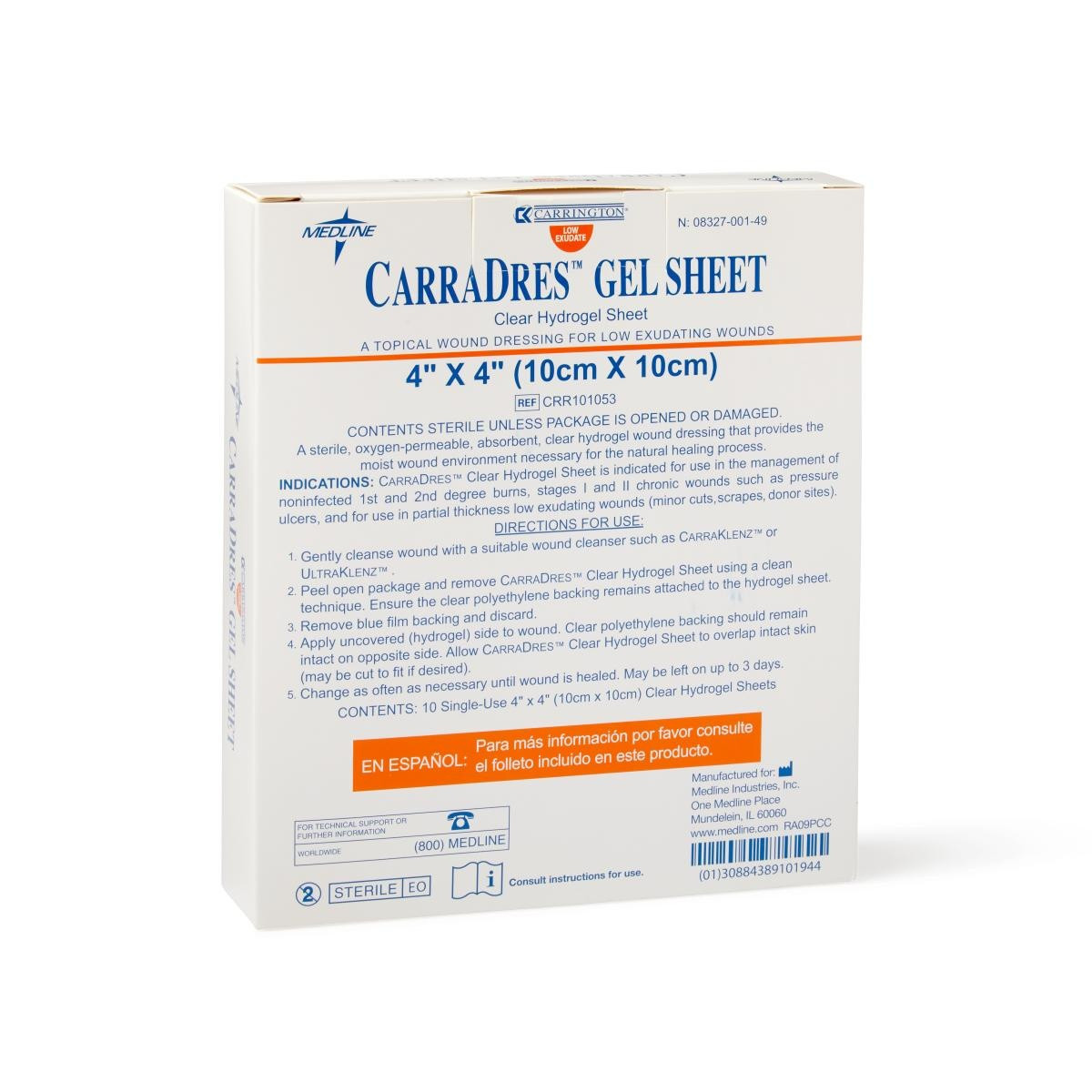 CarraDres Clear Hydrogel Sheets, 4" X 4"