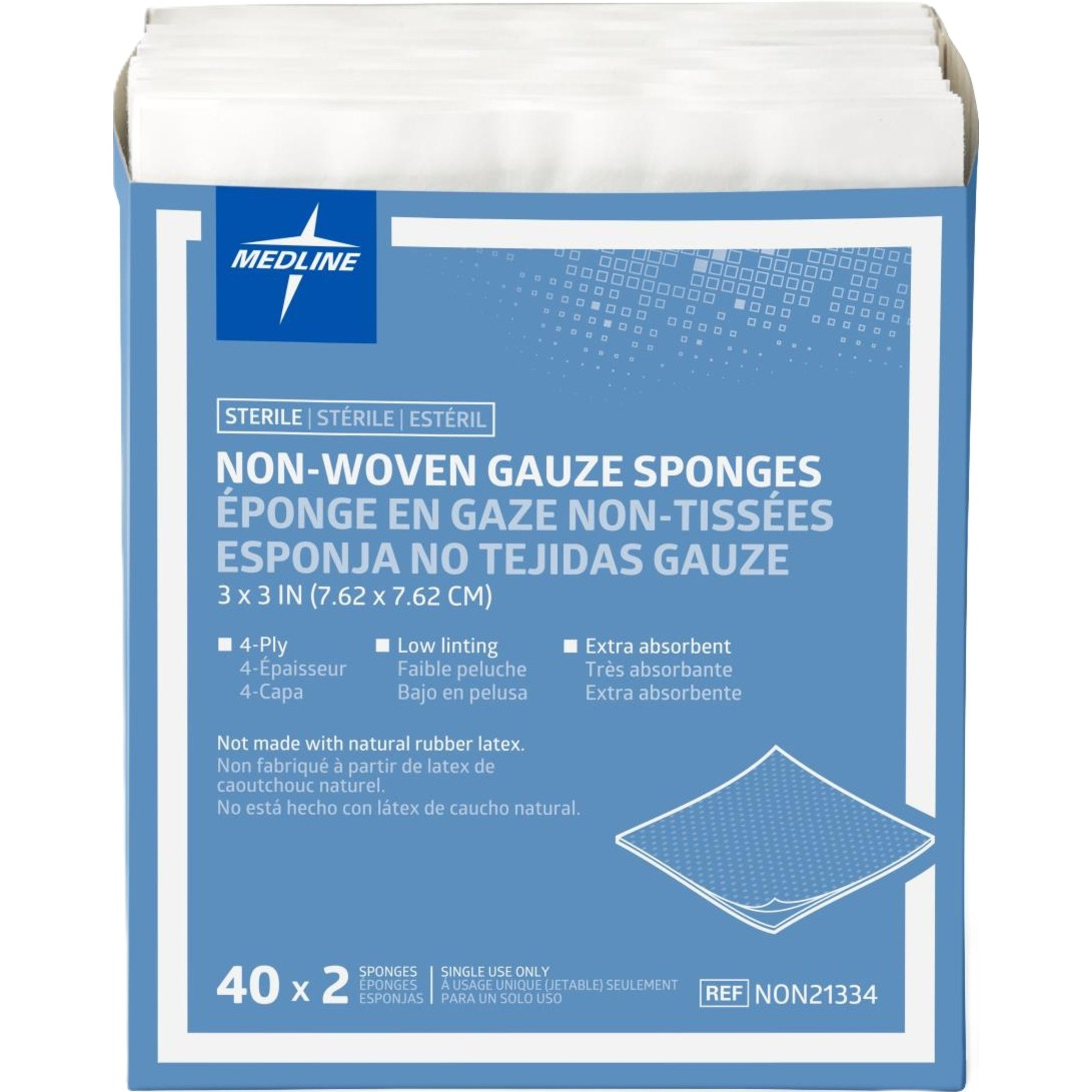 Medline Non-Woven 4-Ply Gauze Sponges, Sterile