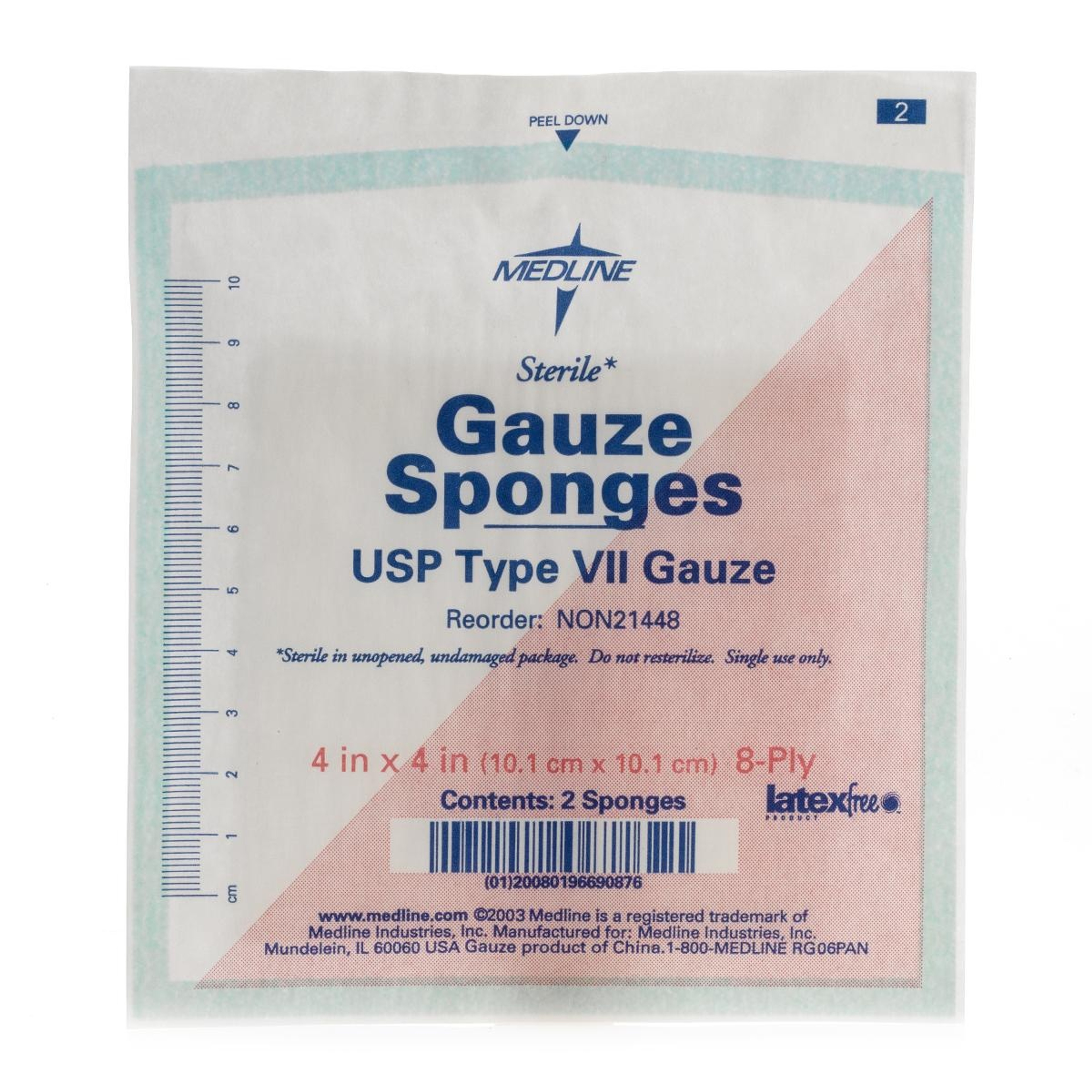Medline Woven Cotton 8-Ply Gauze Sponges, Sterile