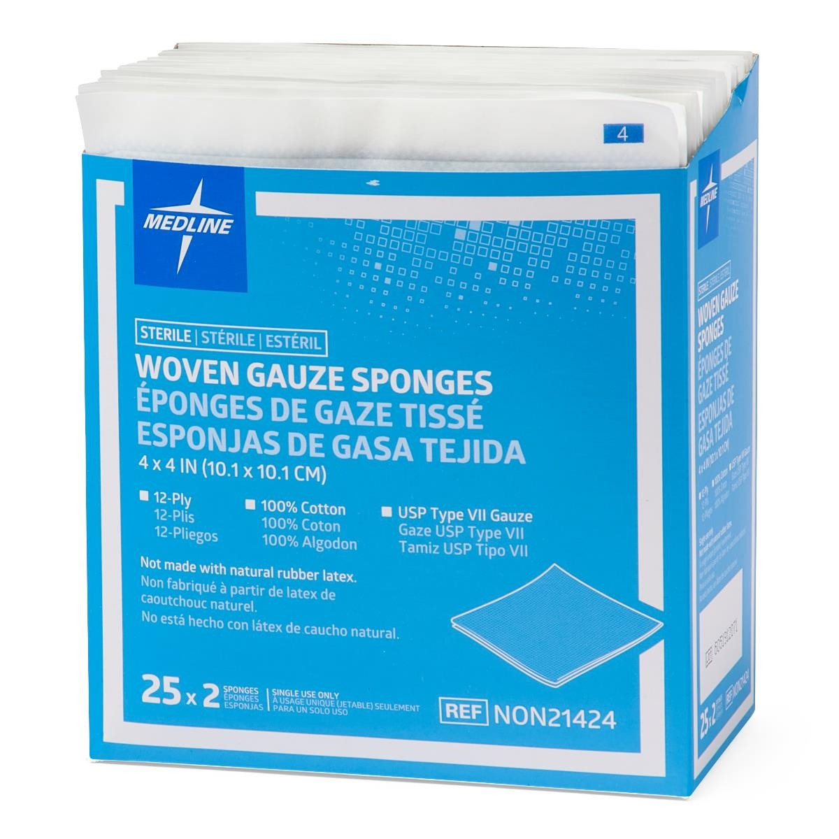 Medline Sterile Woven Cotton 12-Ply Gauze Sponges