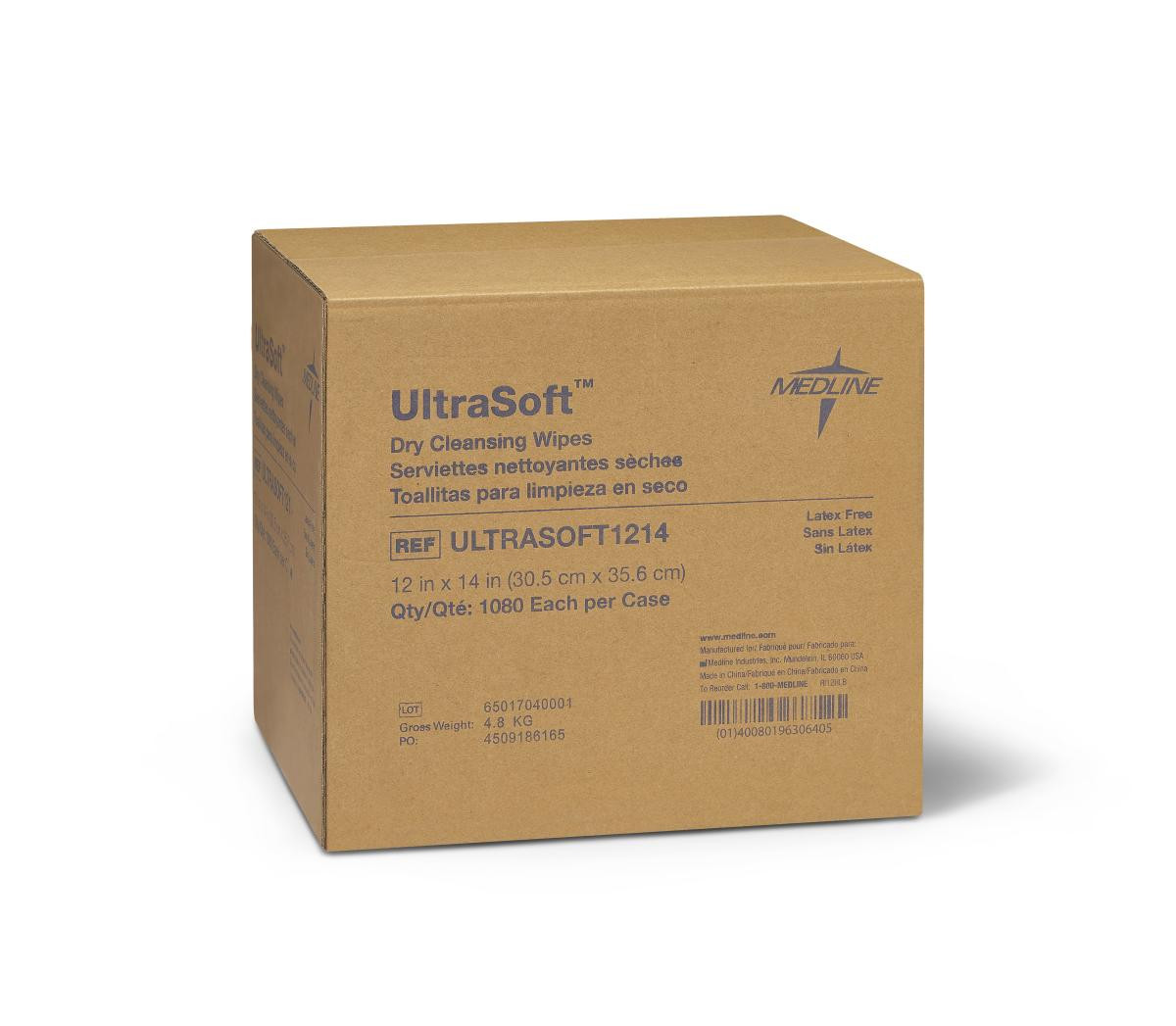 Medline Ultrasoft Disposable Dry Cleansing Wipes, Unscented