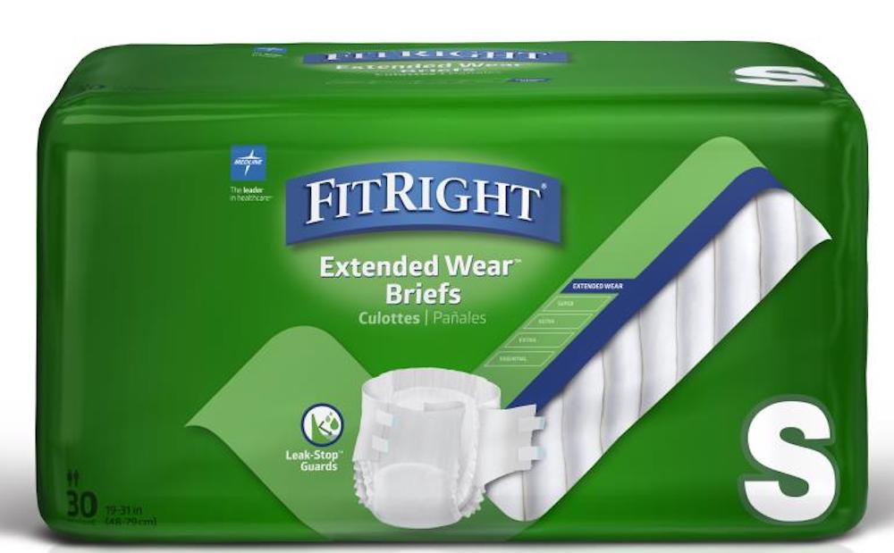 Medline Extended Wear Briefs with Tabs, Overnight Absorbency