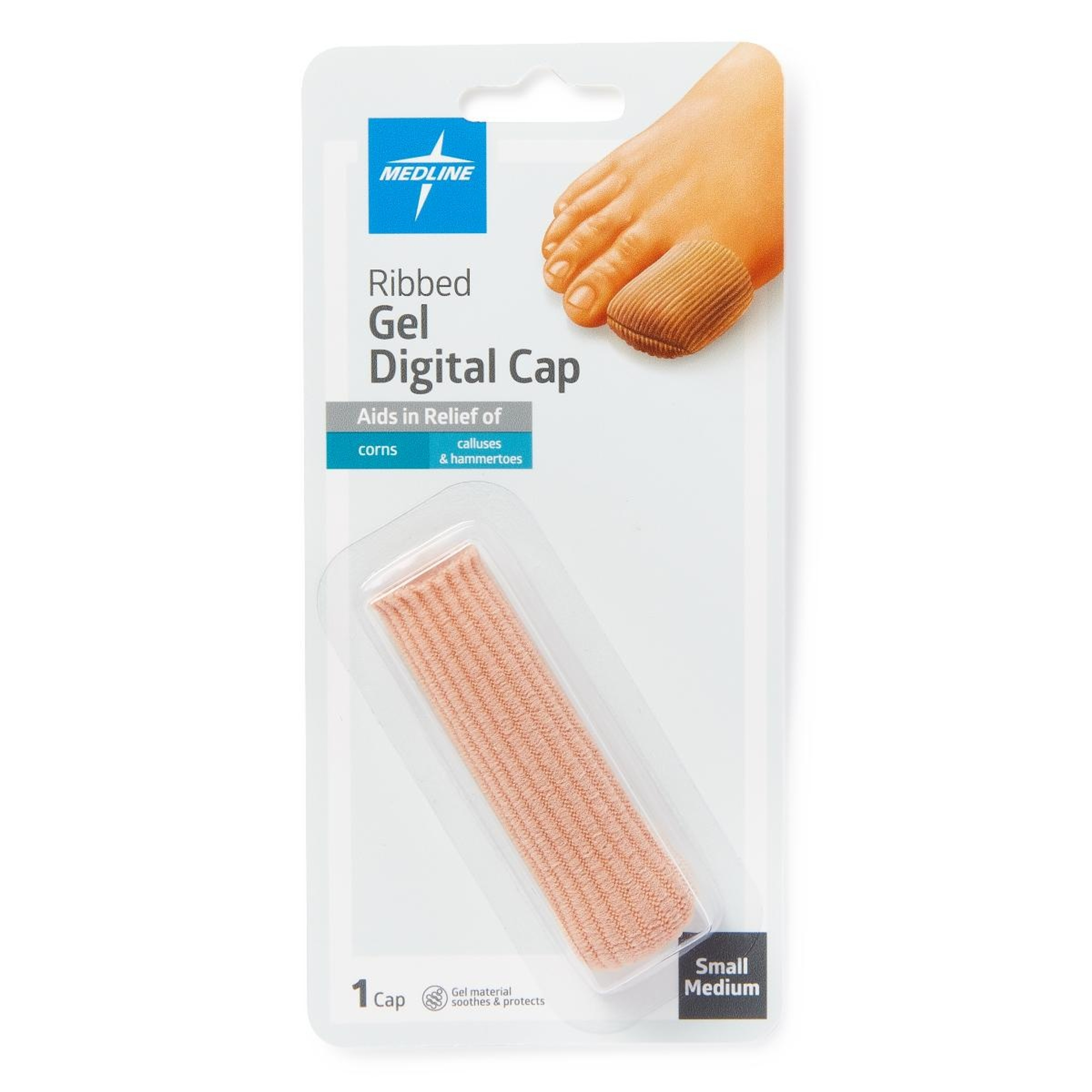 Medline Ribbed Gel Digital Toe Caps