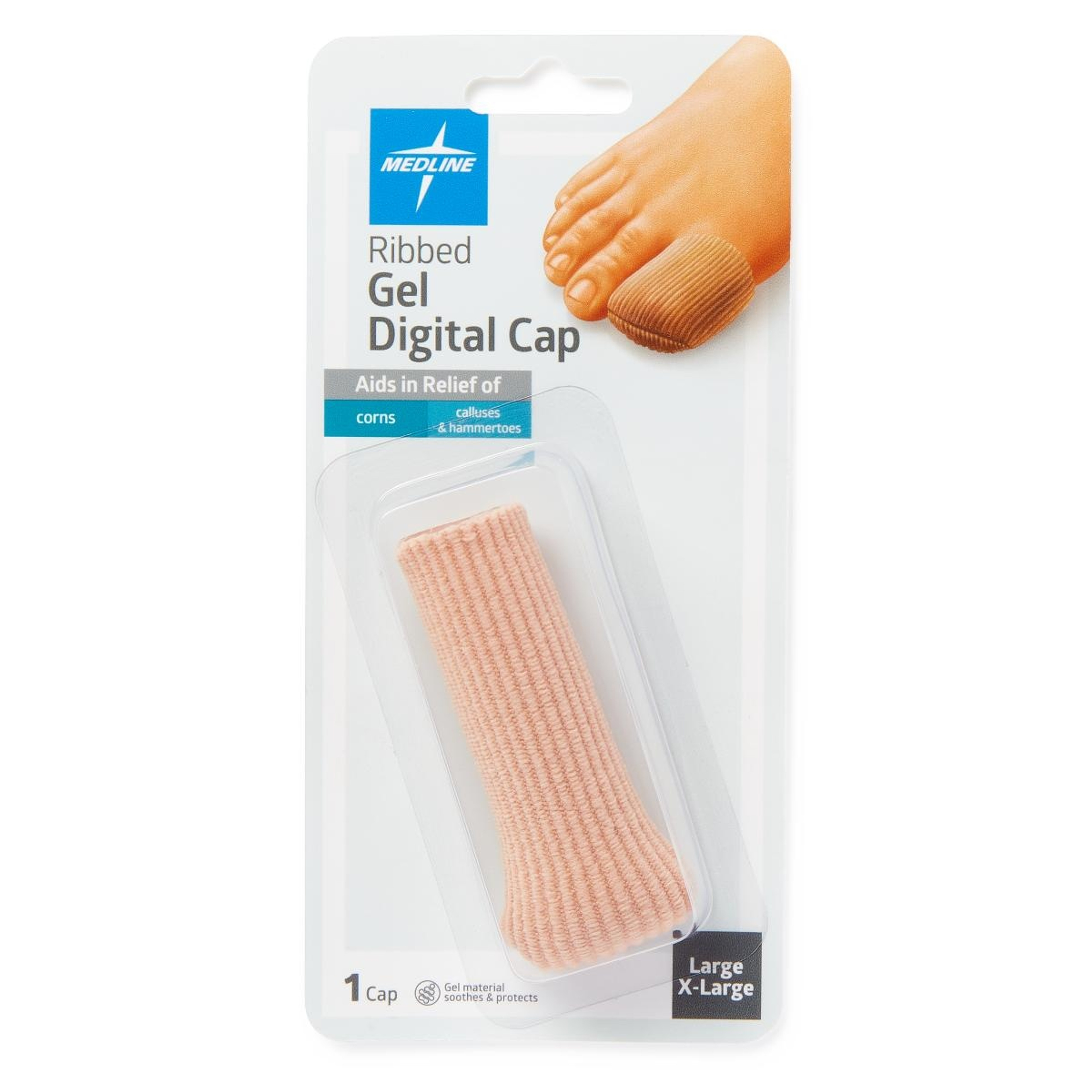 Medline Ribbed Gel Digital Toe Caps