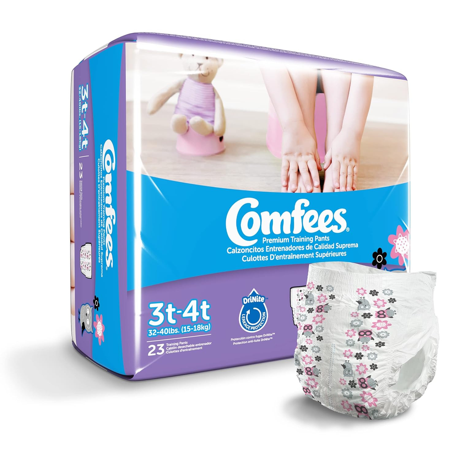 Comfees Pull-Up Premium Girl's Training Pants, Moderate Absorbency