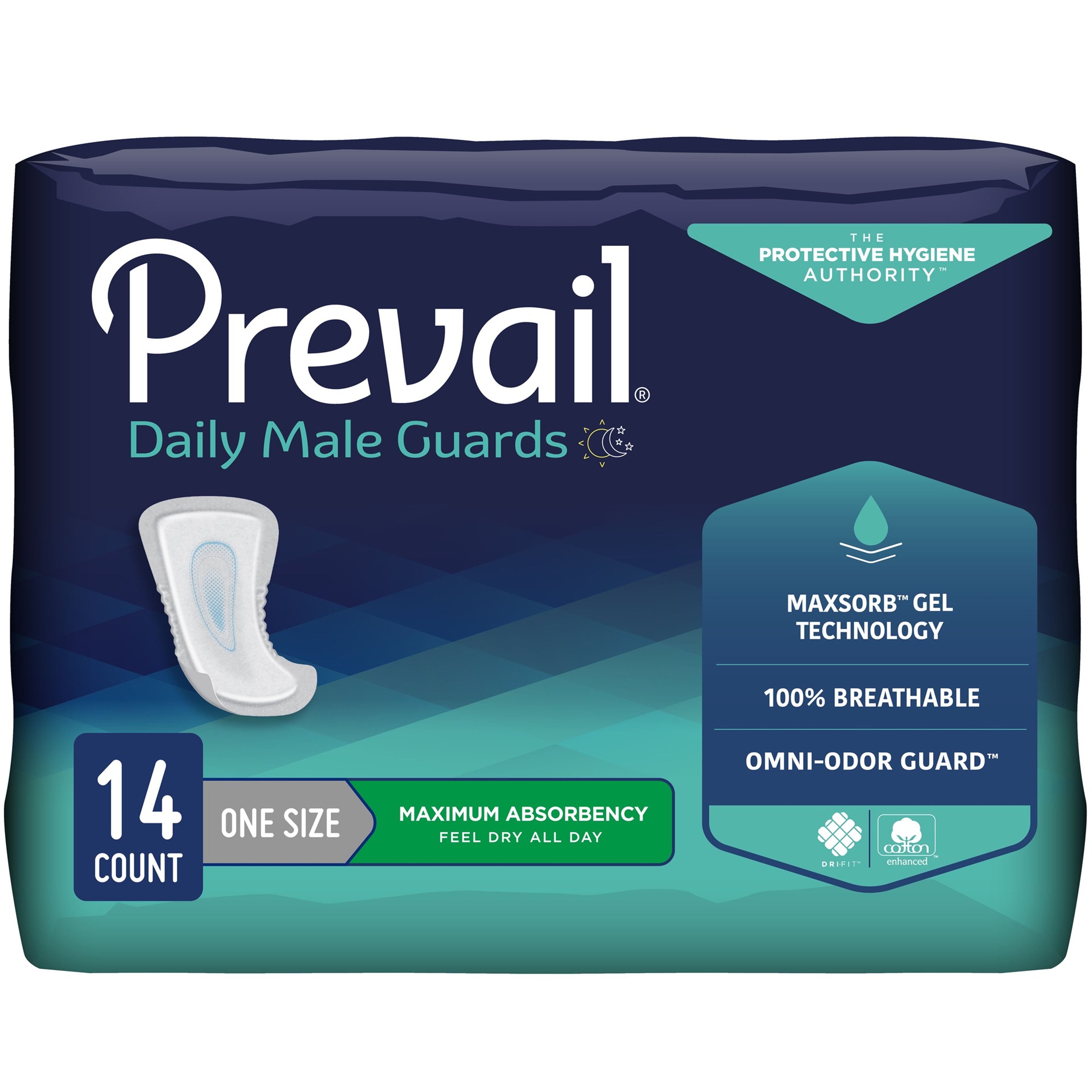 Prevail Daily Incontinence Male Guards, Maximum Absorbency