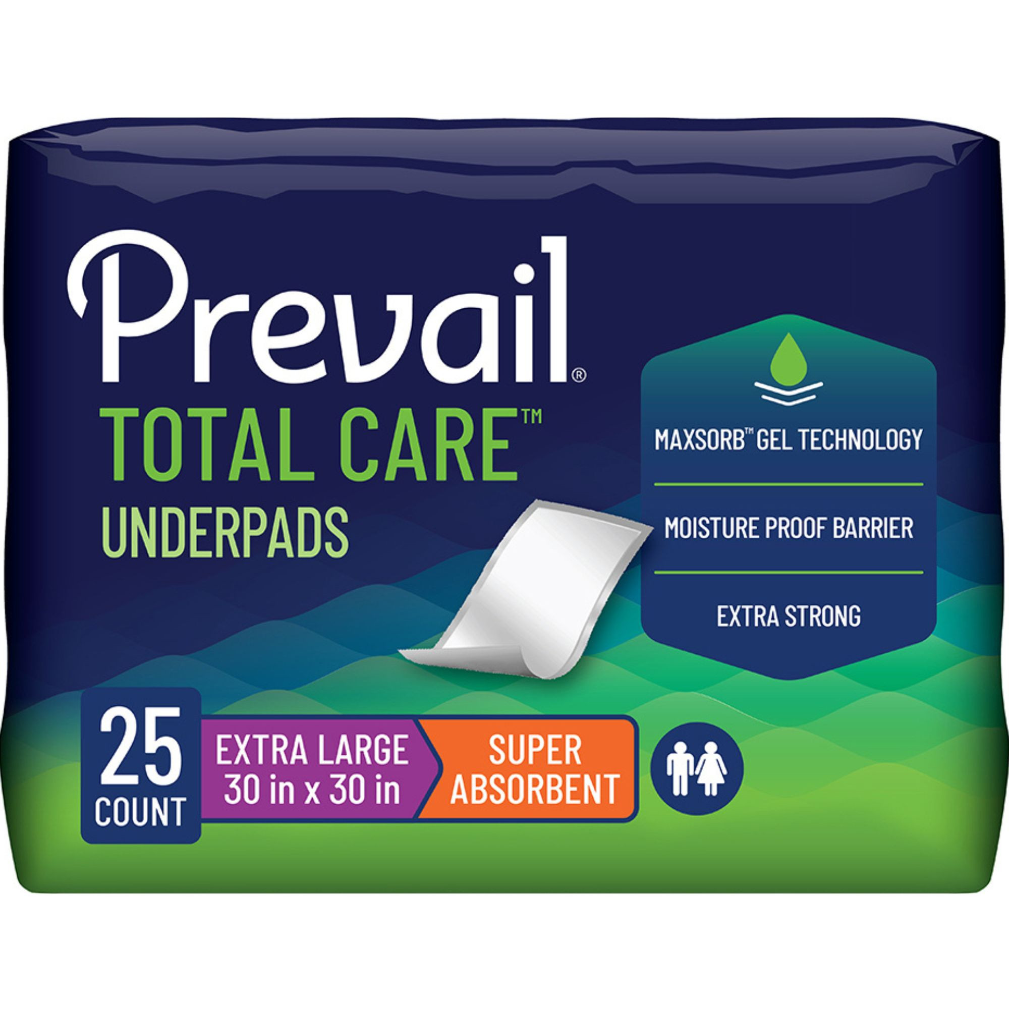 Prevail Total Care Incontinence Underpads, Super Absorbency