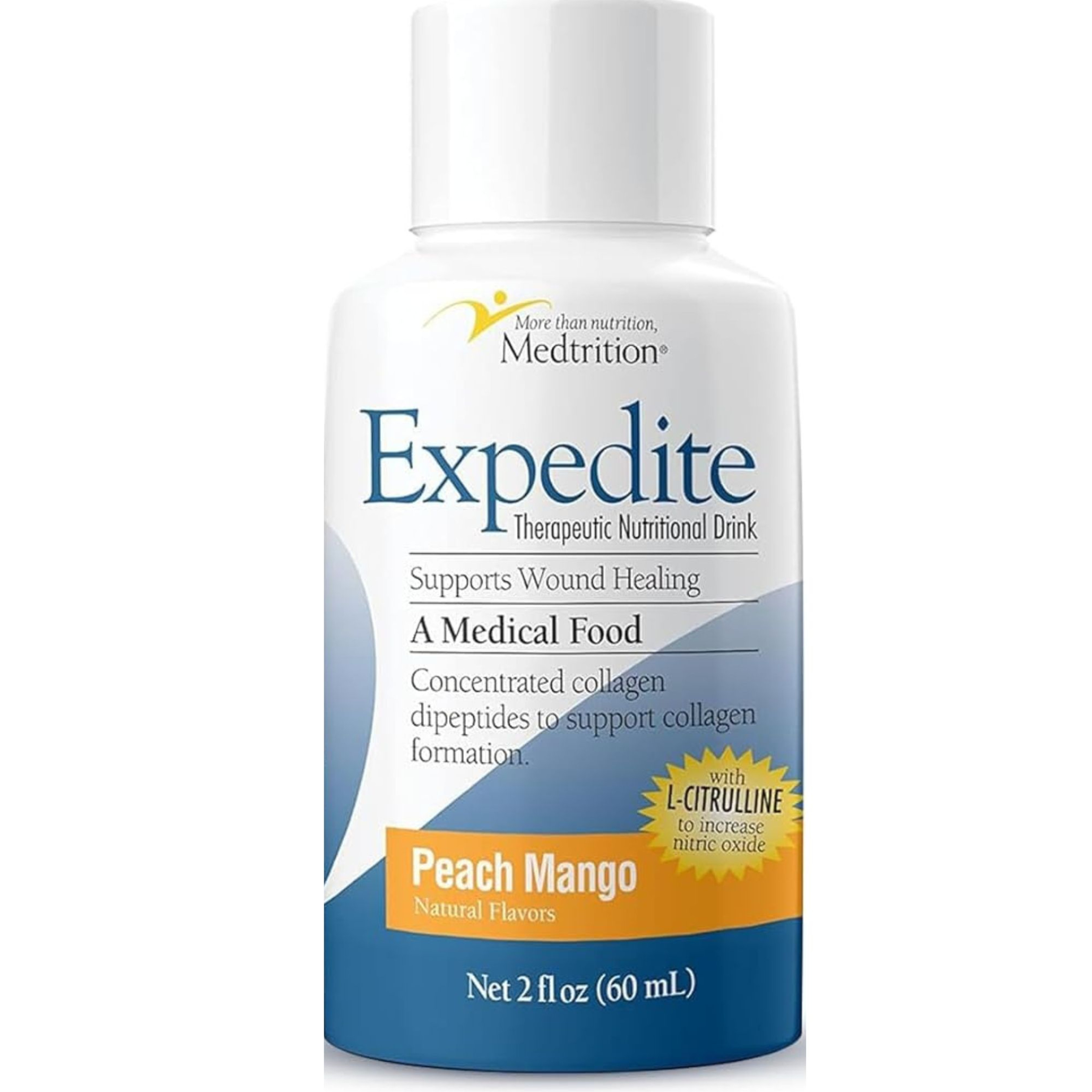 Medtrition Expedite Fast Track Wound Healing Drink, Peach Mango, 2 oz. Bottle