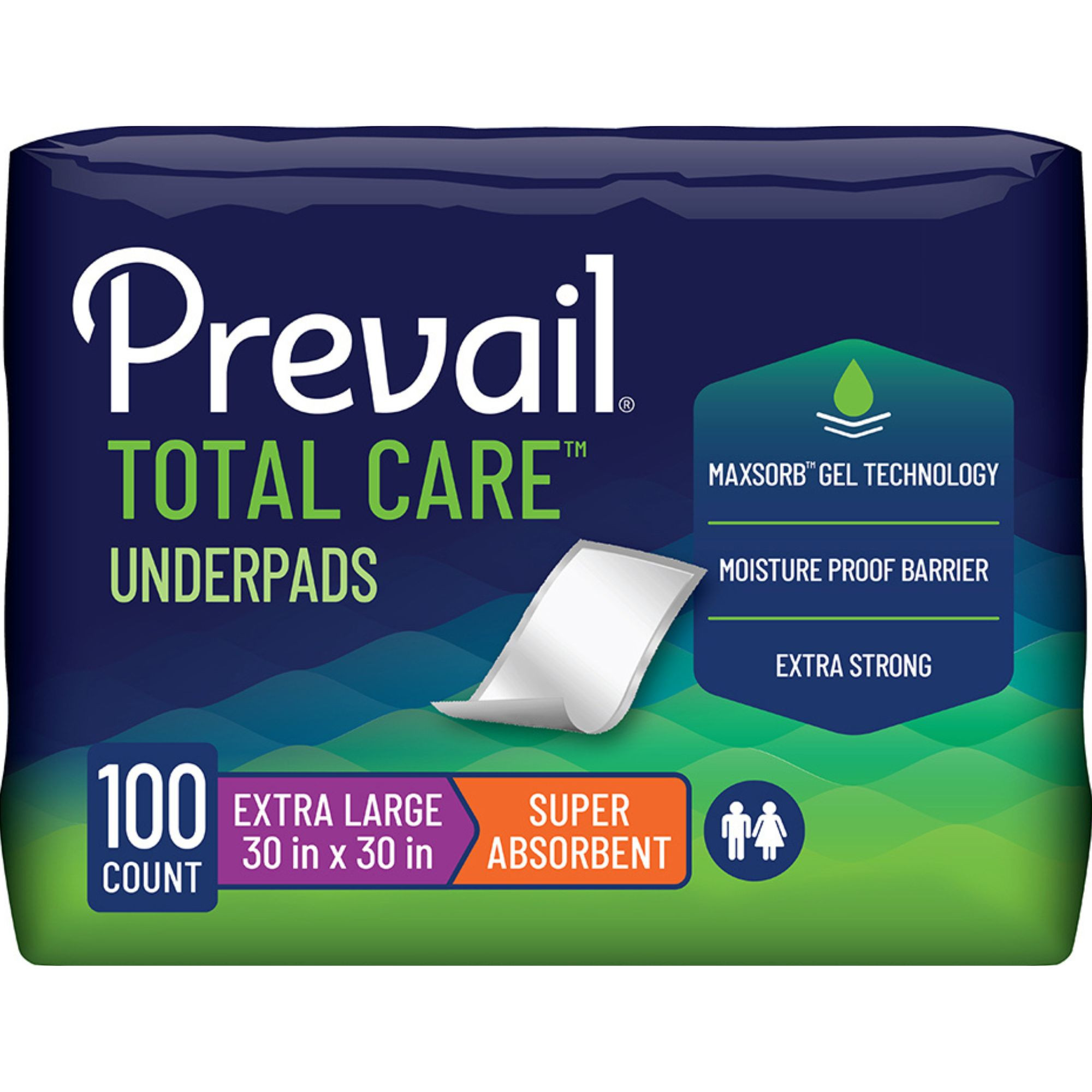 Prevail Total Care Incontinence Underpads, Super Absorbency