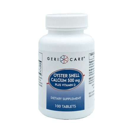 Geri-Care Oyster Shell Calcium Plus Vitamin D Nutritional Supplement, 500 mg, 75 Tablets