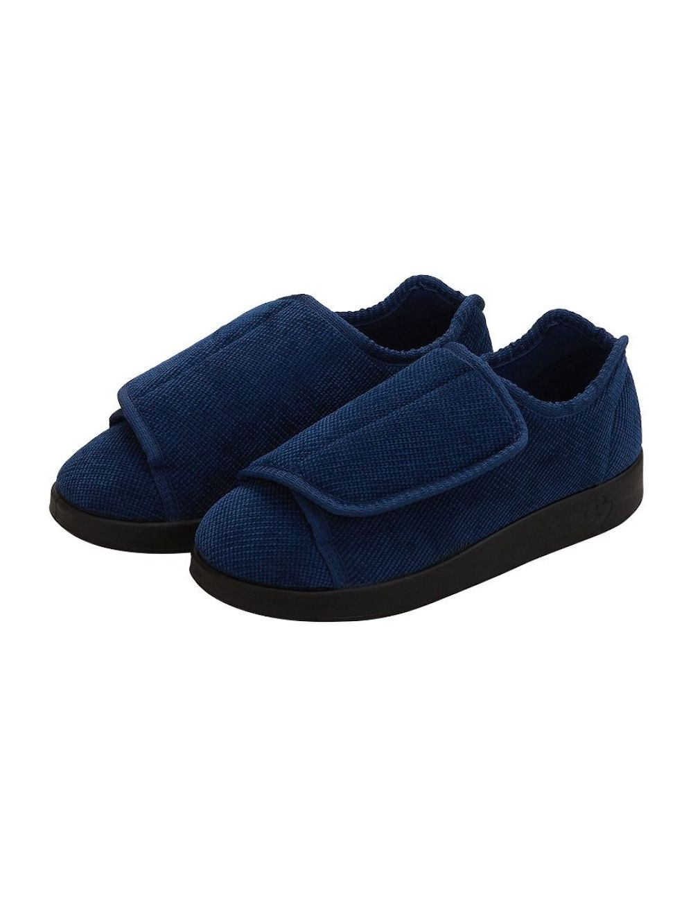 Silverts Women's Extra Extra Wide Easy Closure Slippers, Navy Blue