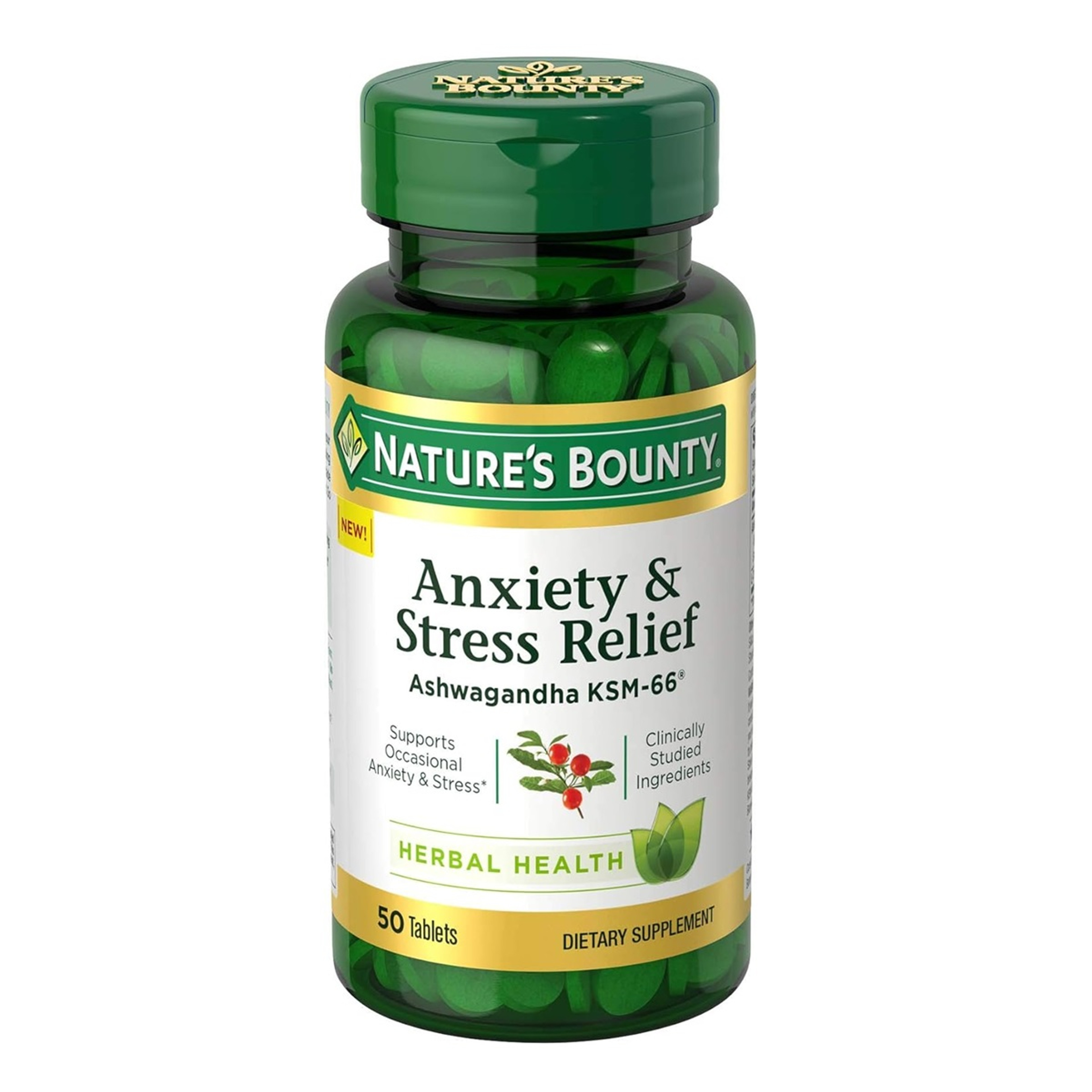 Nature's Bounty Anxiety & Stress Relief Supplement, Ashwagandha KSM-66