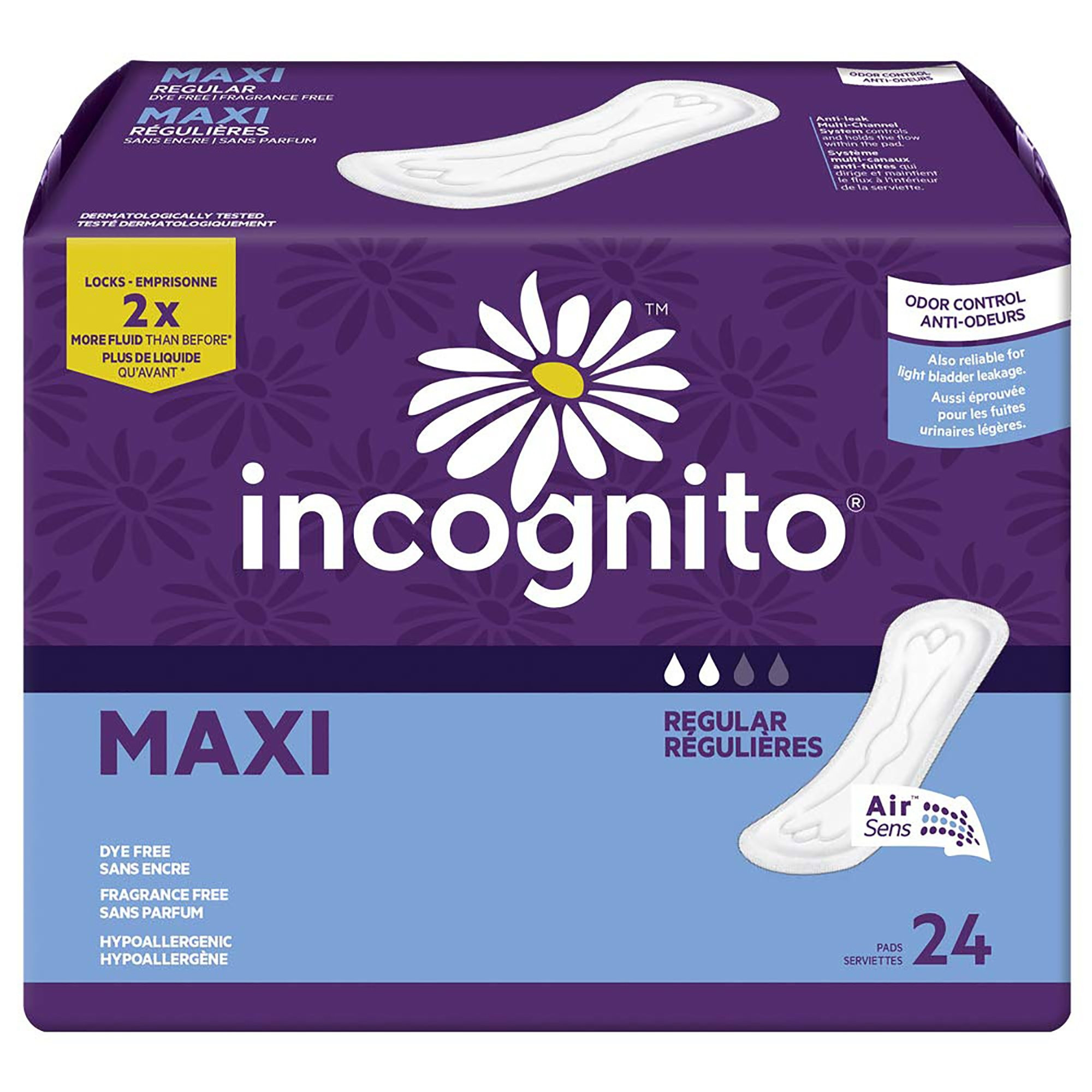Incognito Maxi Pads, Regular Absorbency