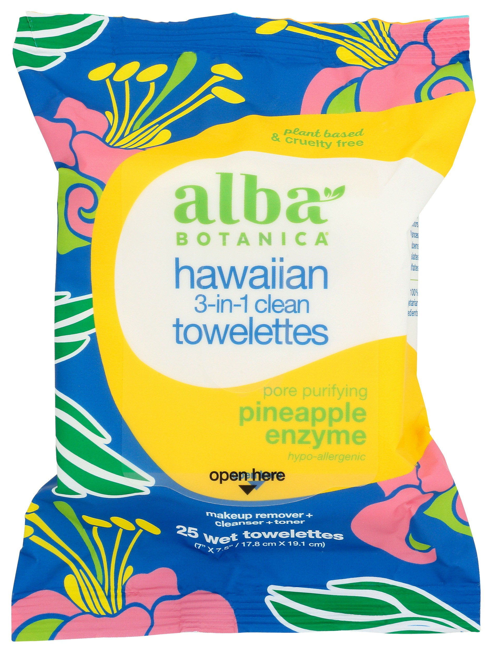 Alba Botanica Hawaiian 3 in 1 Clean Towelettes, Pore Purifying Pineapple Enzyme