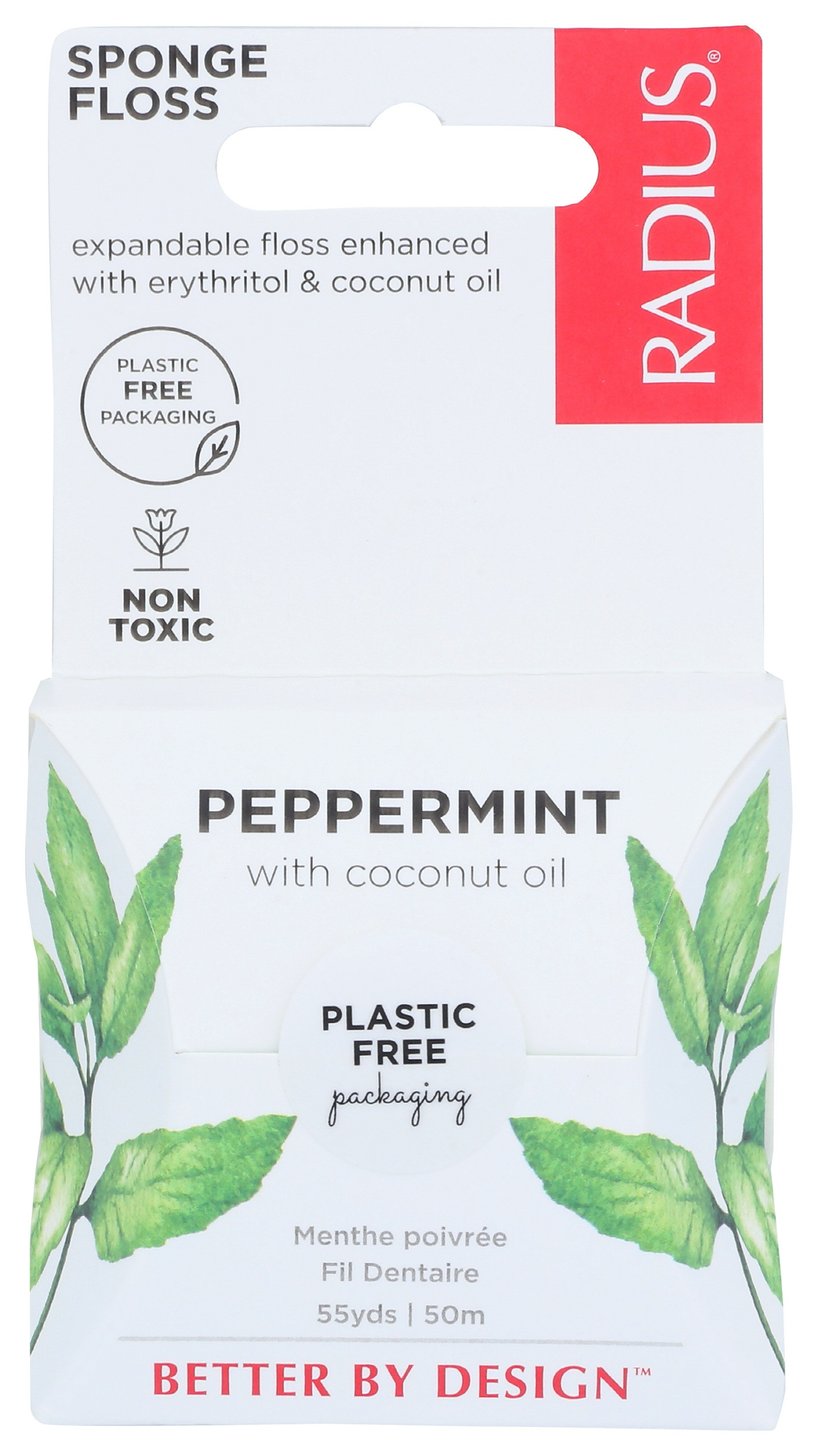 Radius Sponge Floss, Peppermint with Coconut Oil