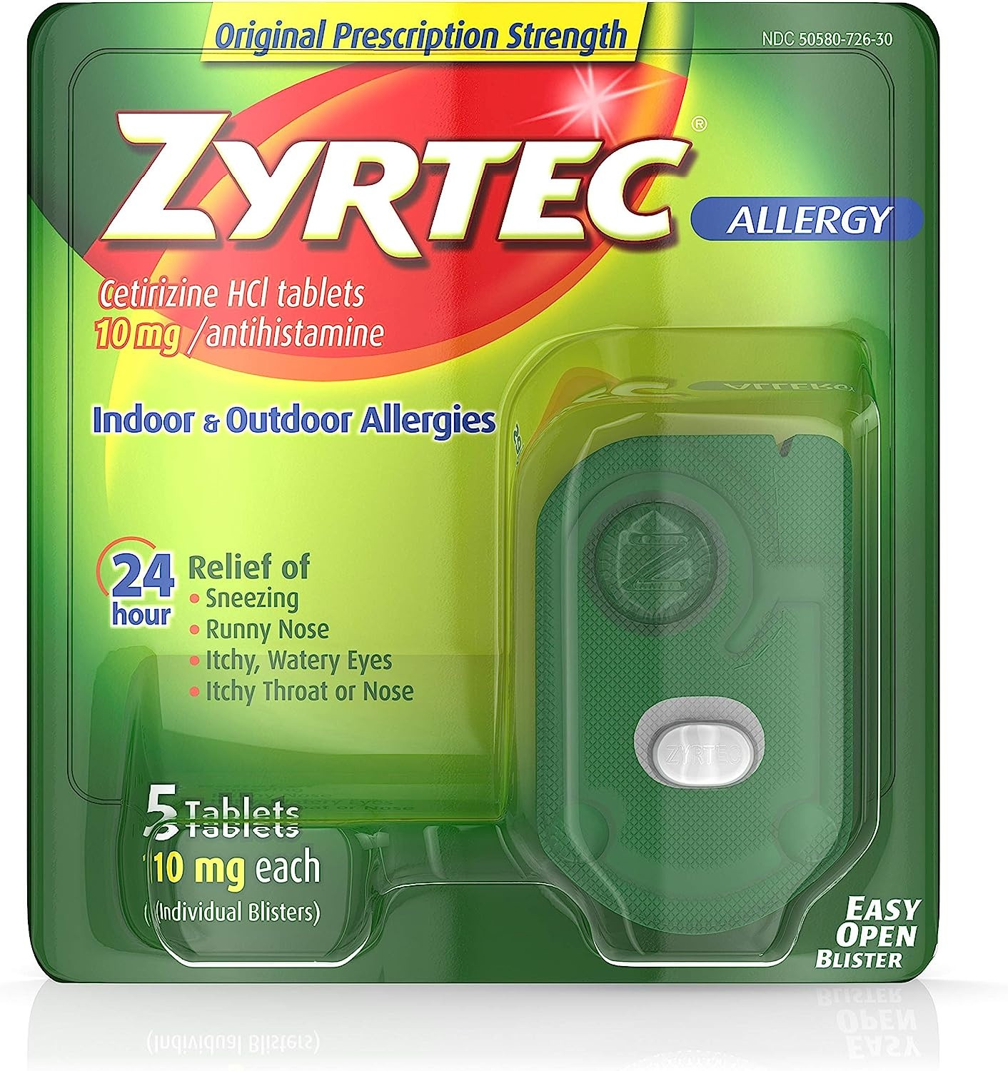 Zyrtec Indoor & Outdoor Allergy Relief, Blister Pack, 10 mg
