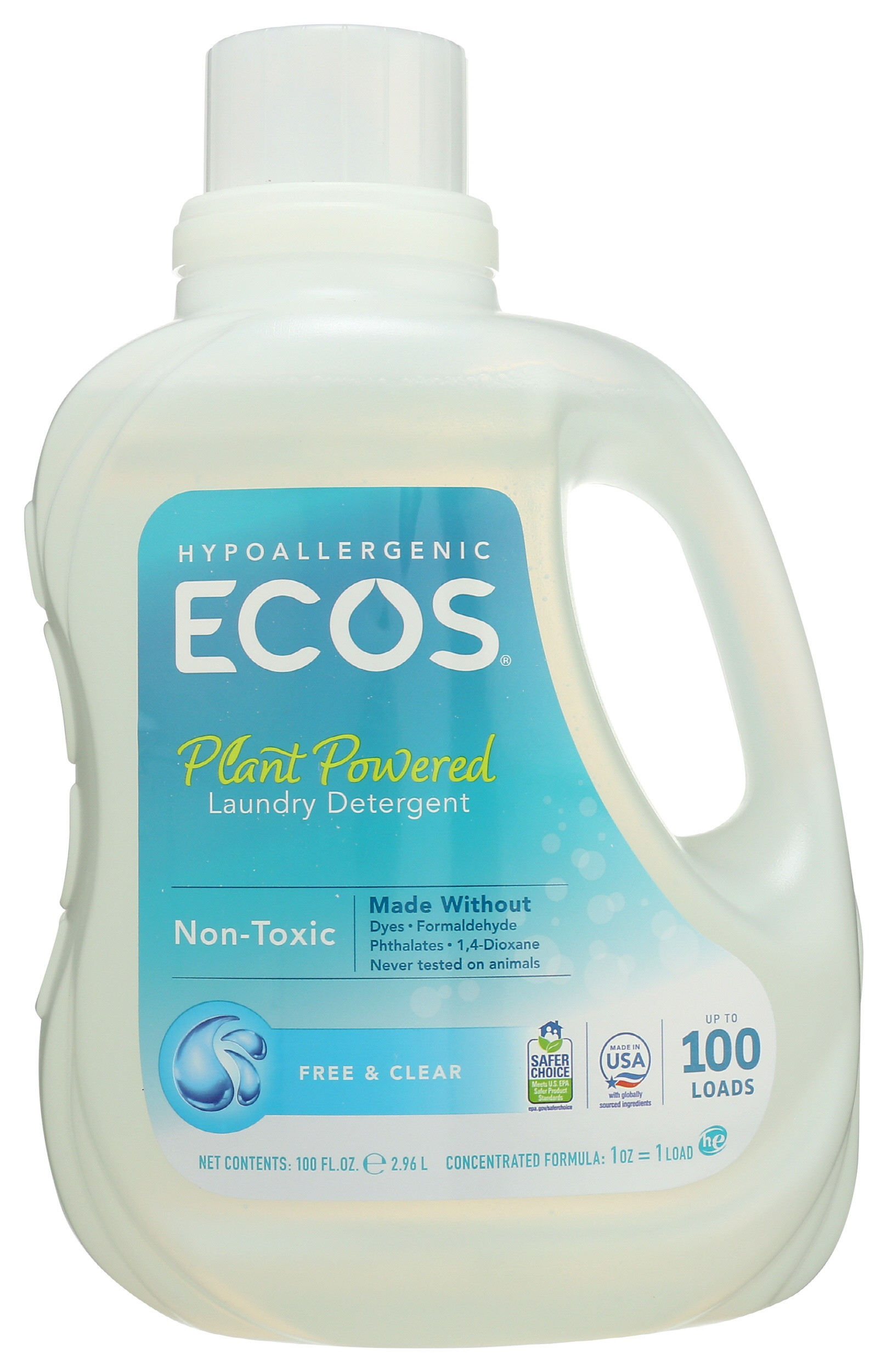 ECOS Plant Powered Laundry Detergent, Free & Clear Scent