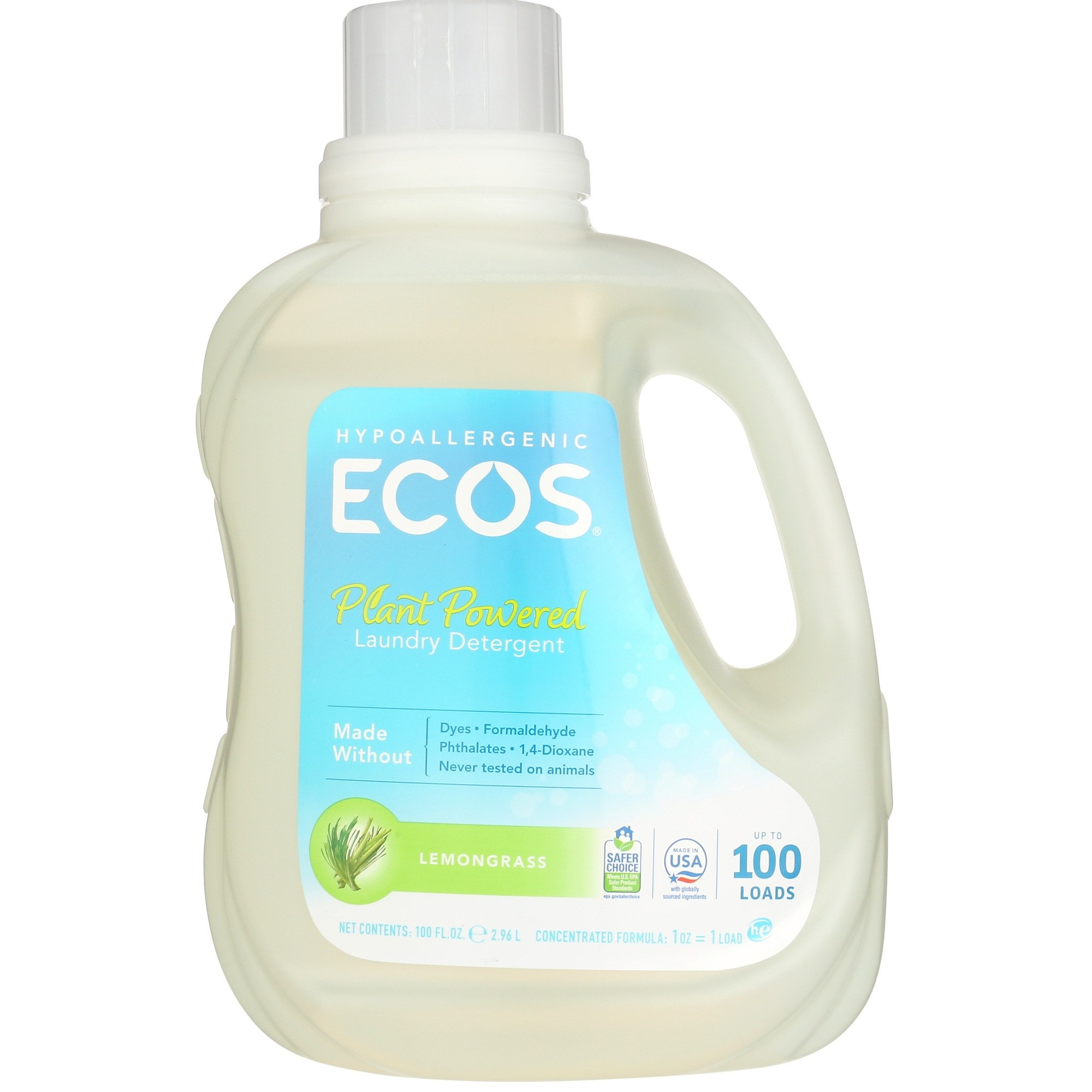 ECOS Plant Powered Laundry Detergent, Lemongrass Scent