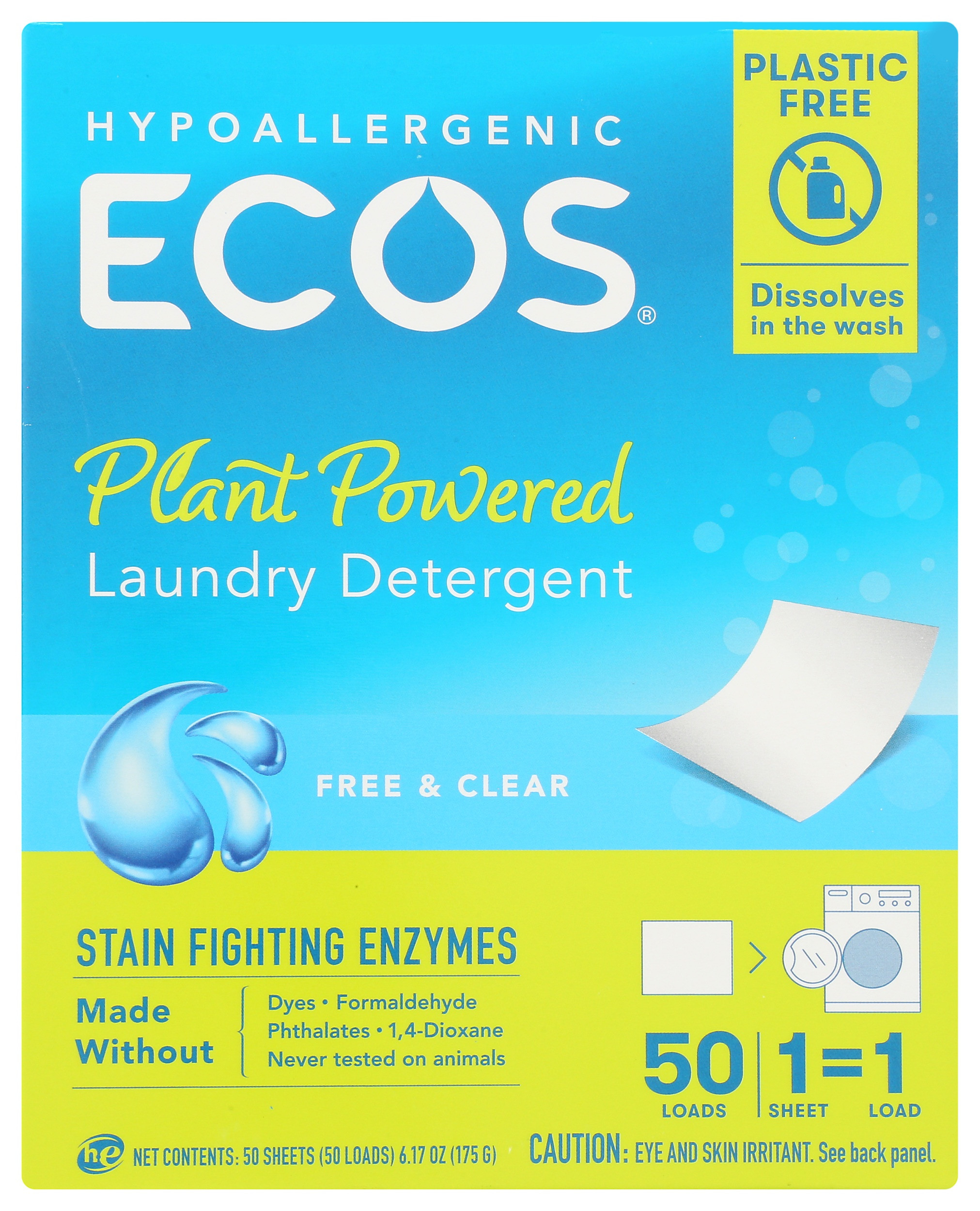 ECOS Plant Powered Laundry Detergent Sheets, Free & Clear Scent