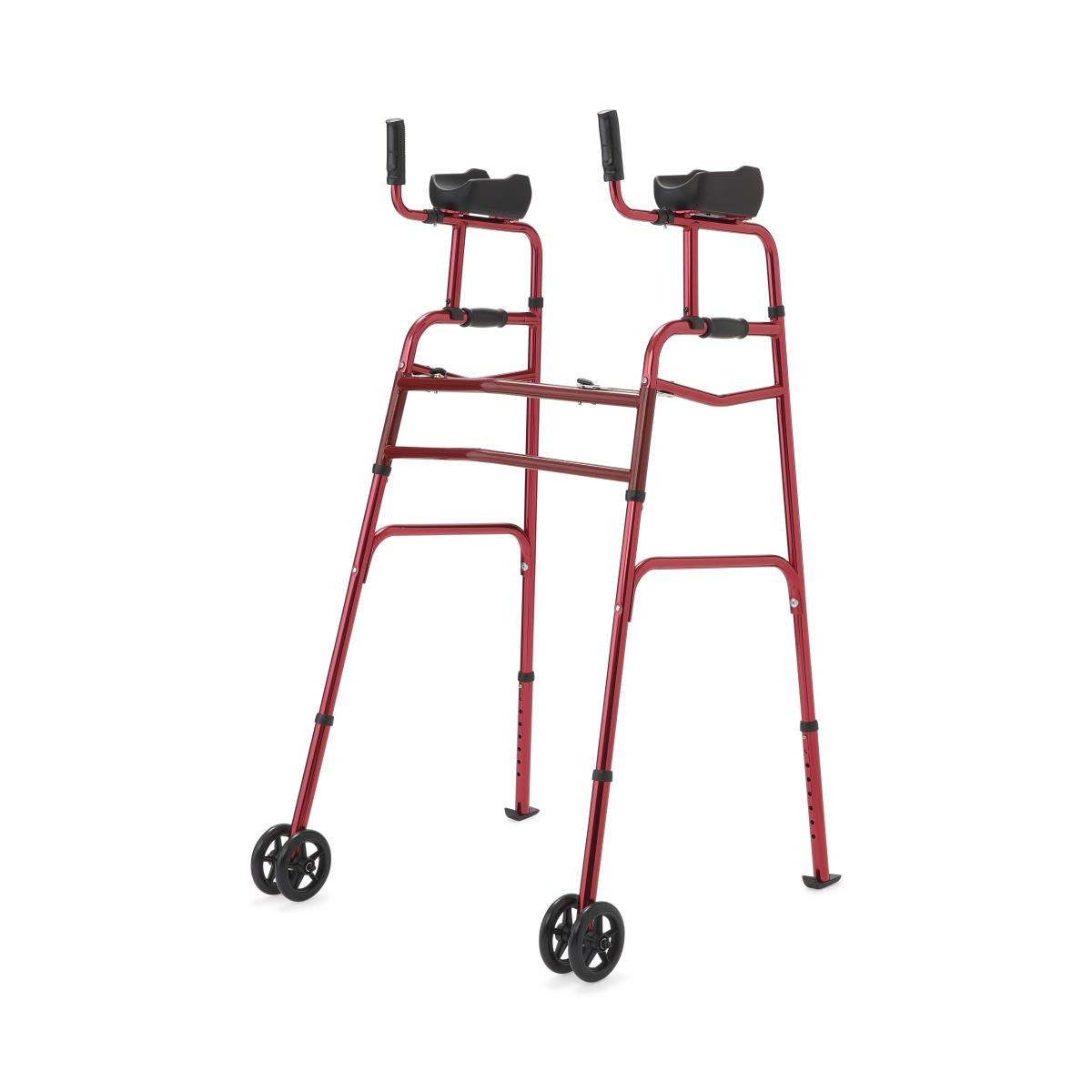 Medline Aluminum Upright Folding Walker with 5' Wheels