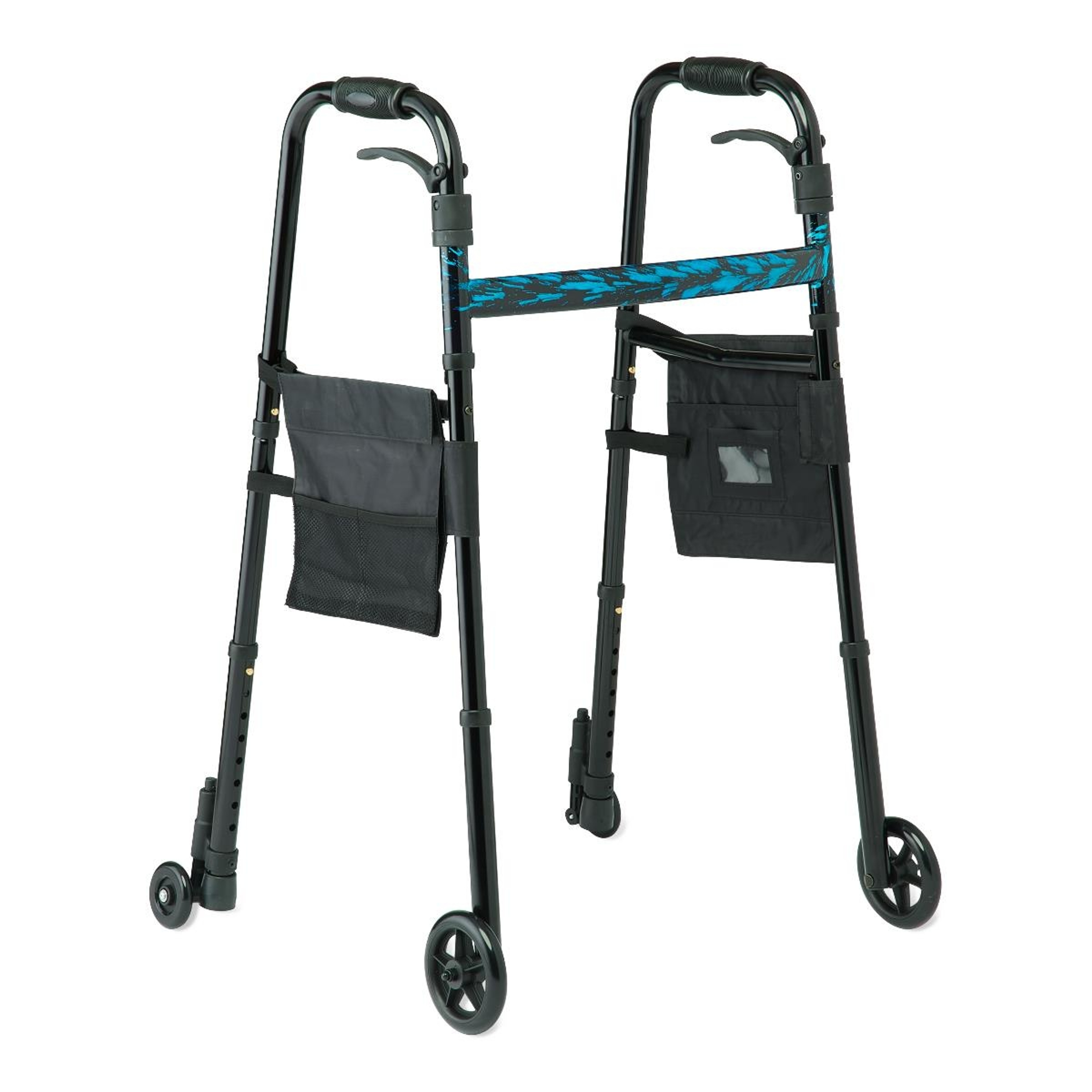 Medline Folding Trigger Walker with 5 inches Wheels