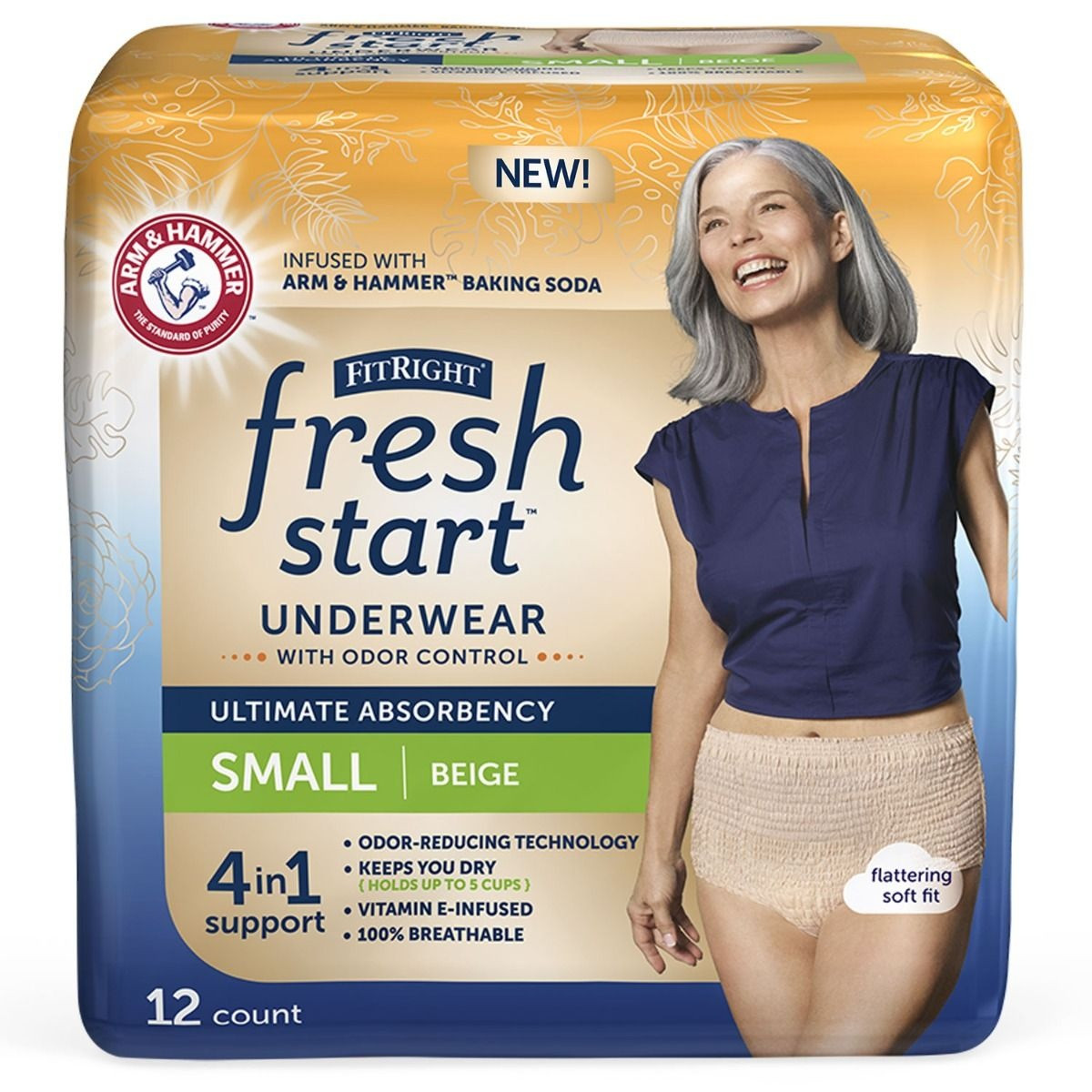 FitRight Fresh Start Incontinence Underwear, Beige