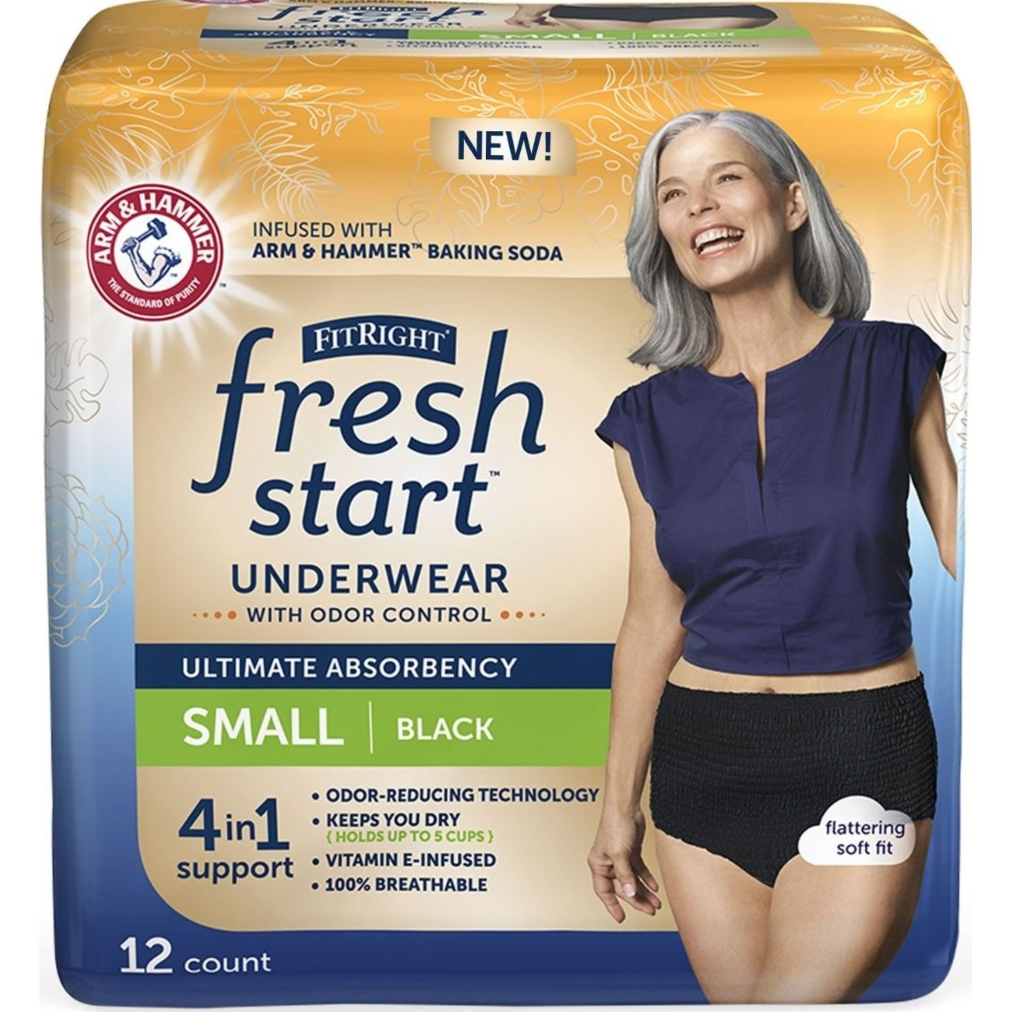 FitRight Fresh Start Pull-Up Underwear for Women, Black