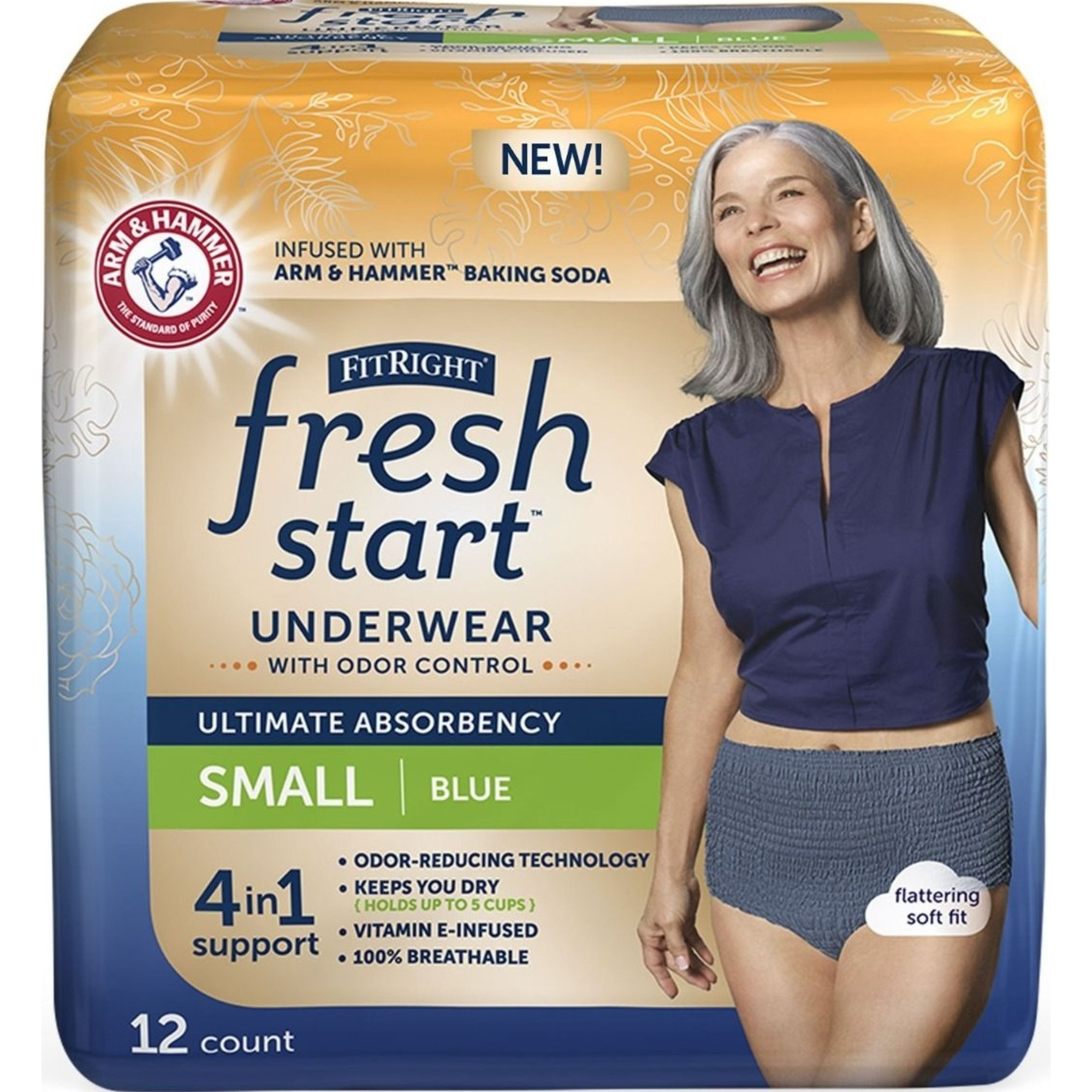 FitRight Fresh Start Incontinence Underwear, Blue