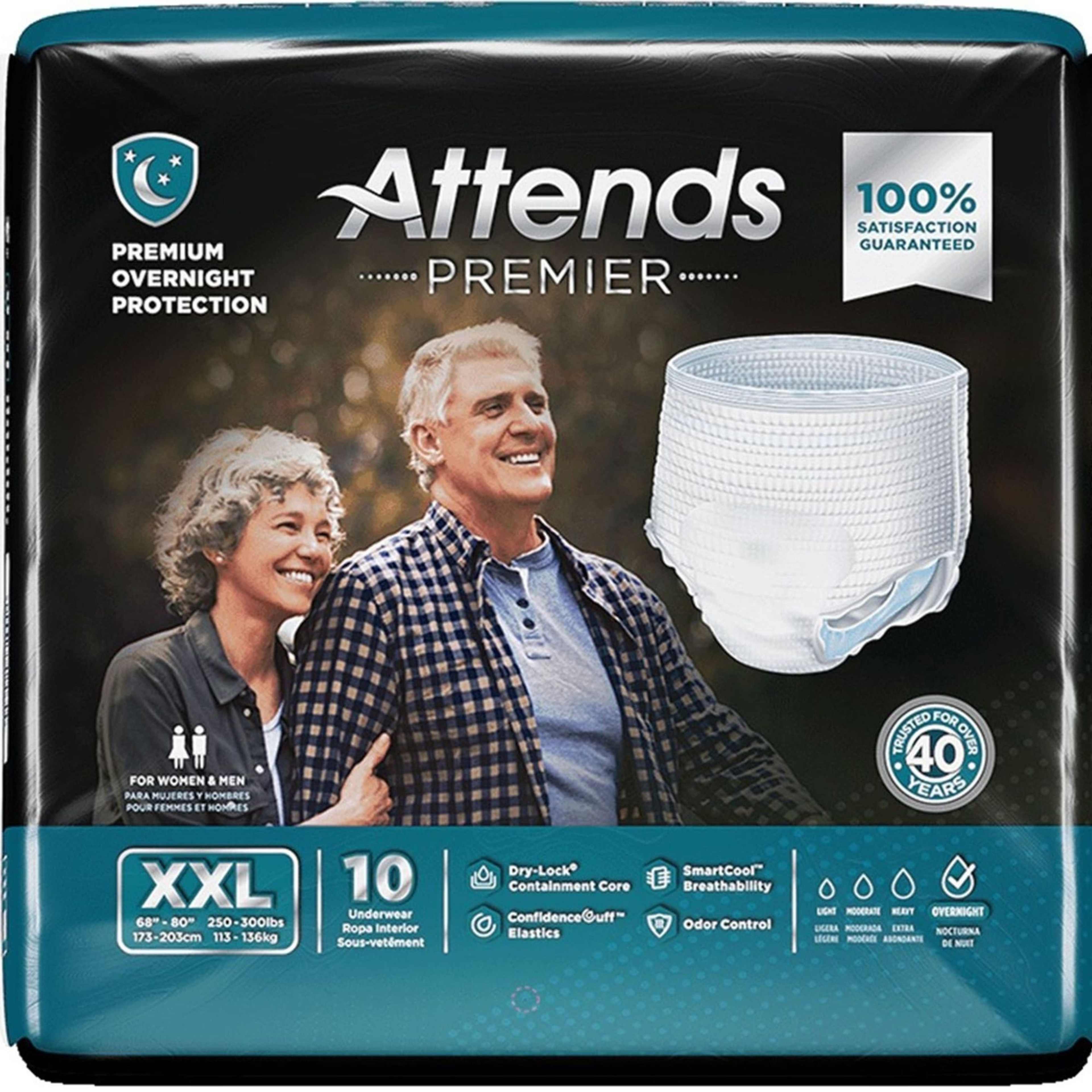 Attends Premier Adult Incontinence Pull-Up Underwear, Overnight Absorbency