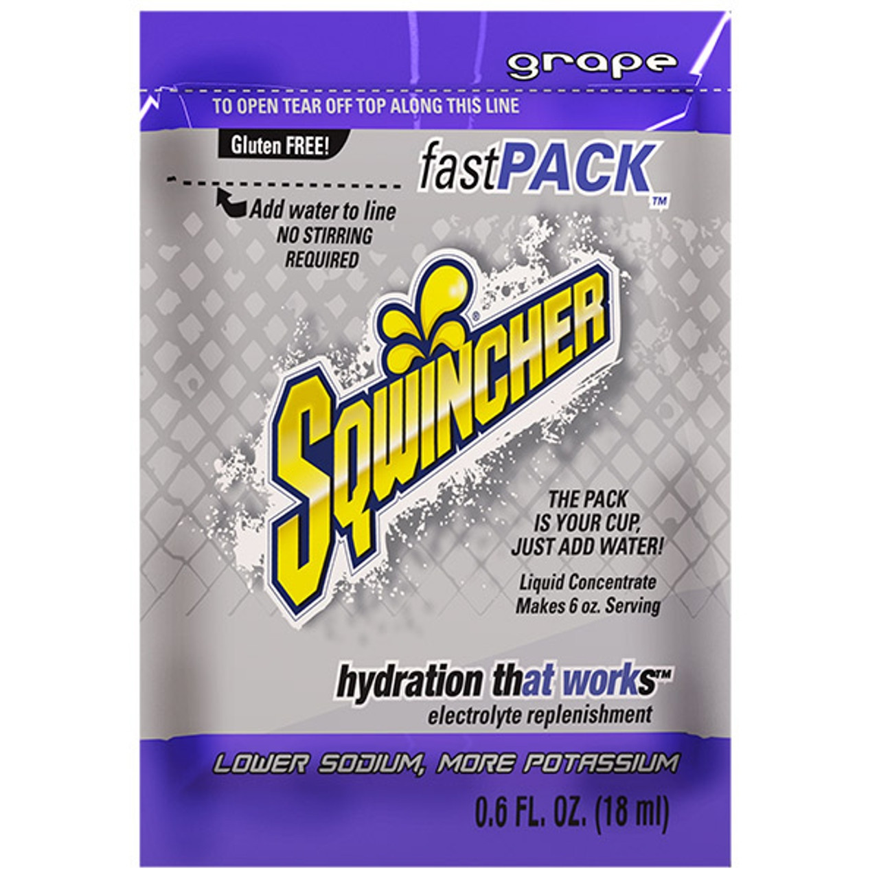Sqwincher FastPack Liquid Concentrate Packets, Grape, 0.6 oz.