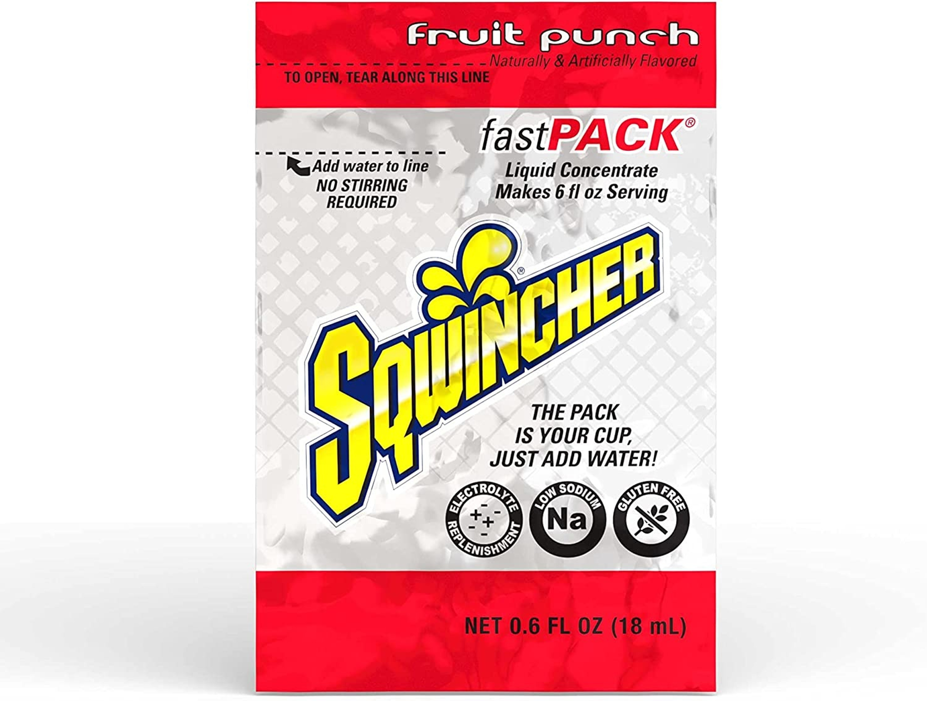 Sqwincher FastPack Liquid Concentrate Packets, Fruit Punch, 0.6 oz.