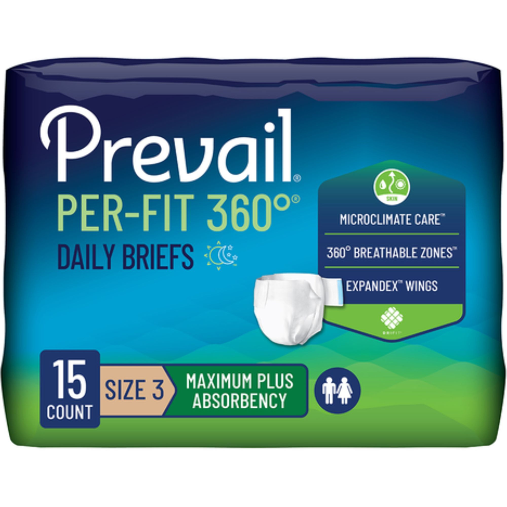 Prevail Per-Fit 360 Daily Adult Incontinence Briefs with Tabs, Maximum Plus