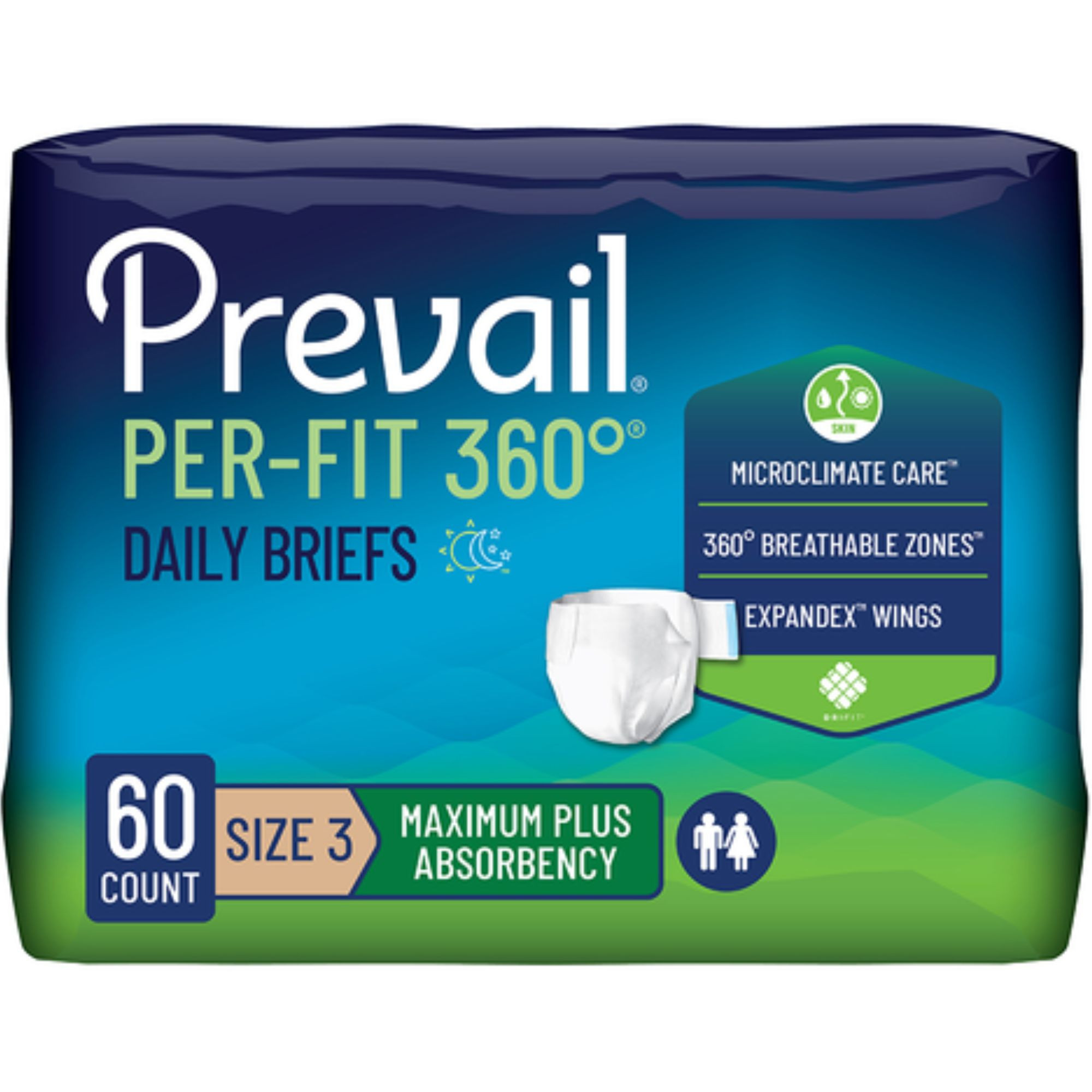 Prevail Per-Fit 360 Daily Adult Incontinence Briefs with Tabs, Maximum Plus