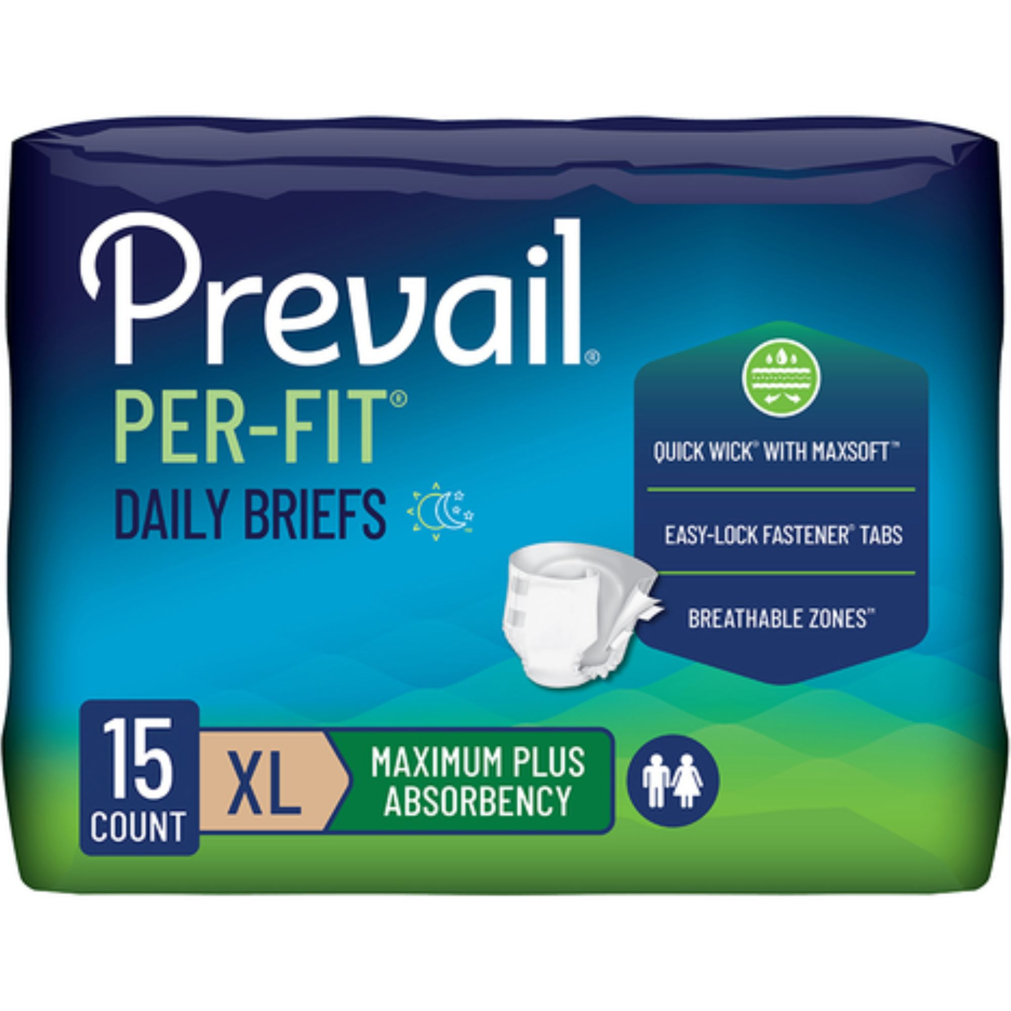 Prevail Per-Fit Adult Incontinence Briefs with Tabs, Maximum Plus Absorbency