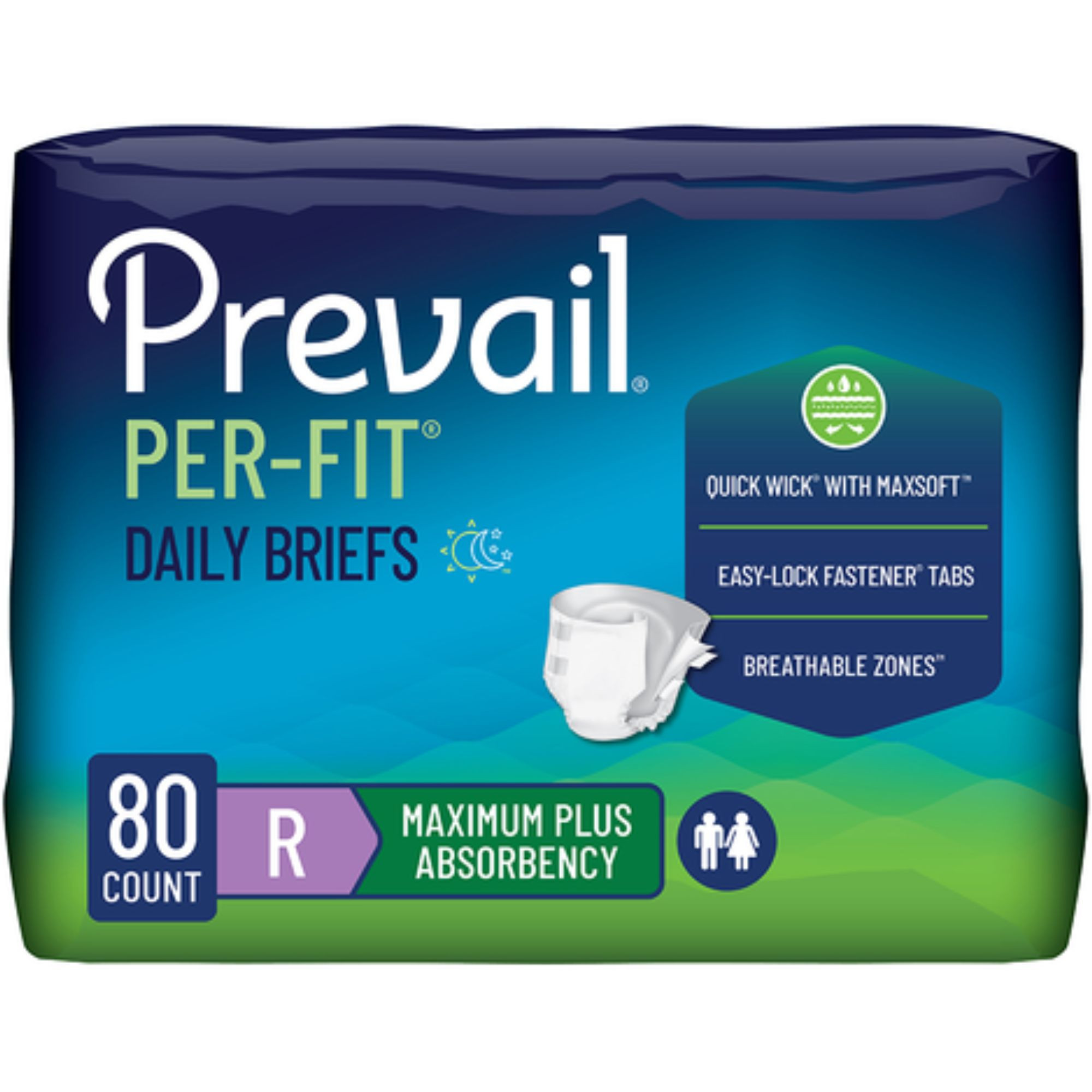 Prevail Per-Fit Adult Incontinence Briefs with Tabs, Maximum Plus Absorbency
