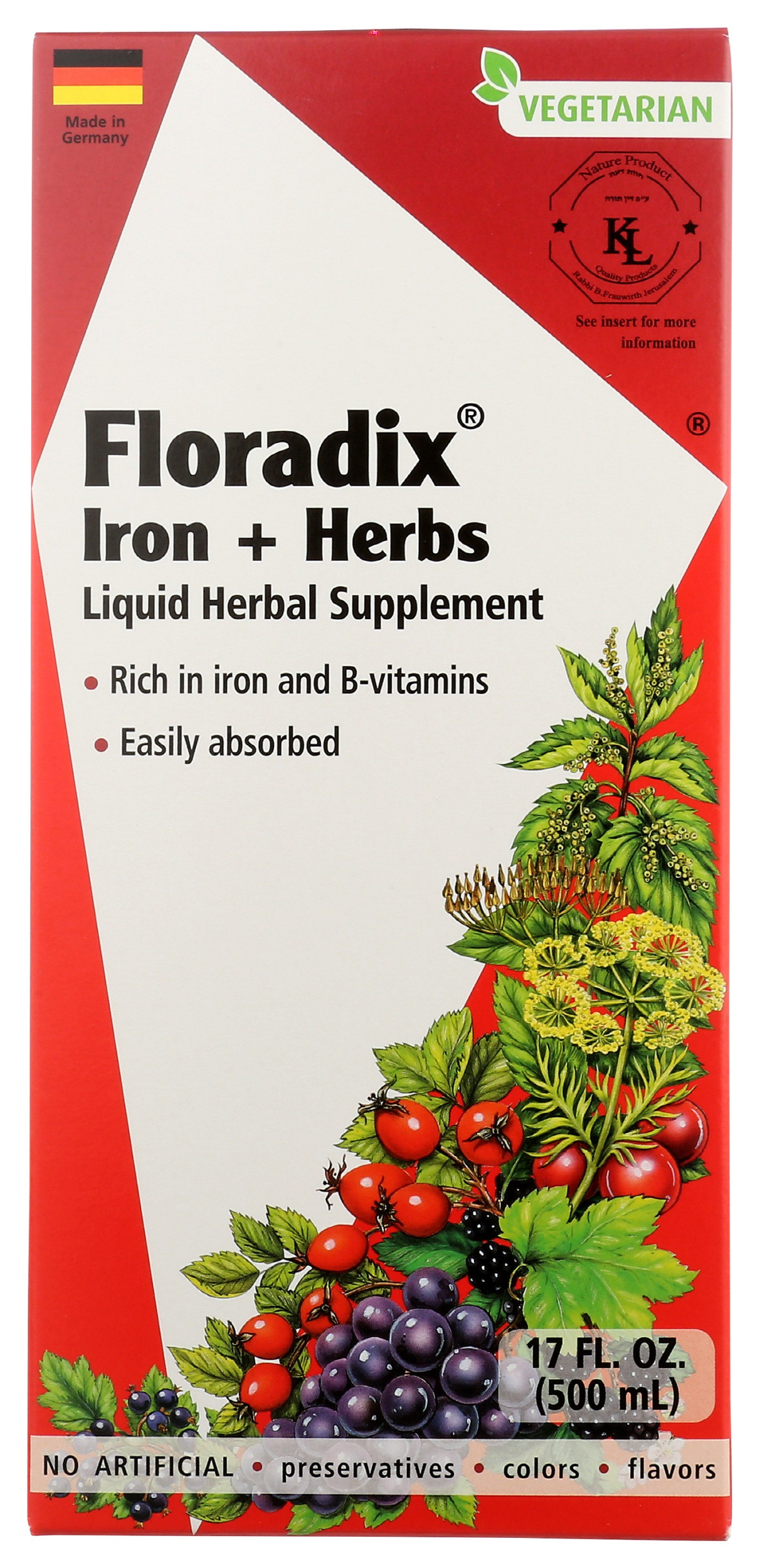 Floradix Iron + Herbs Liquid Supplement