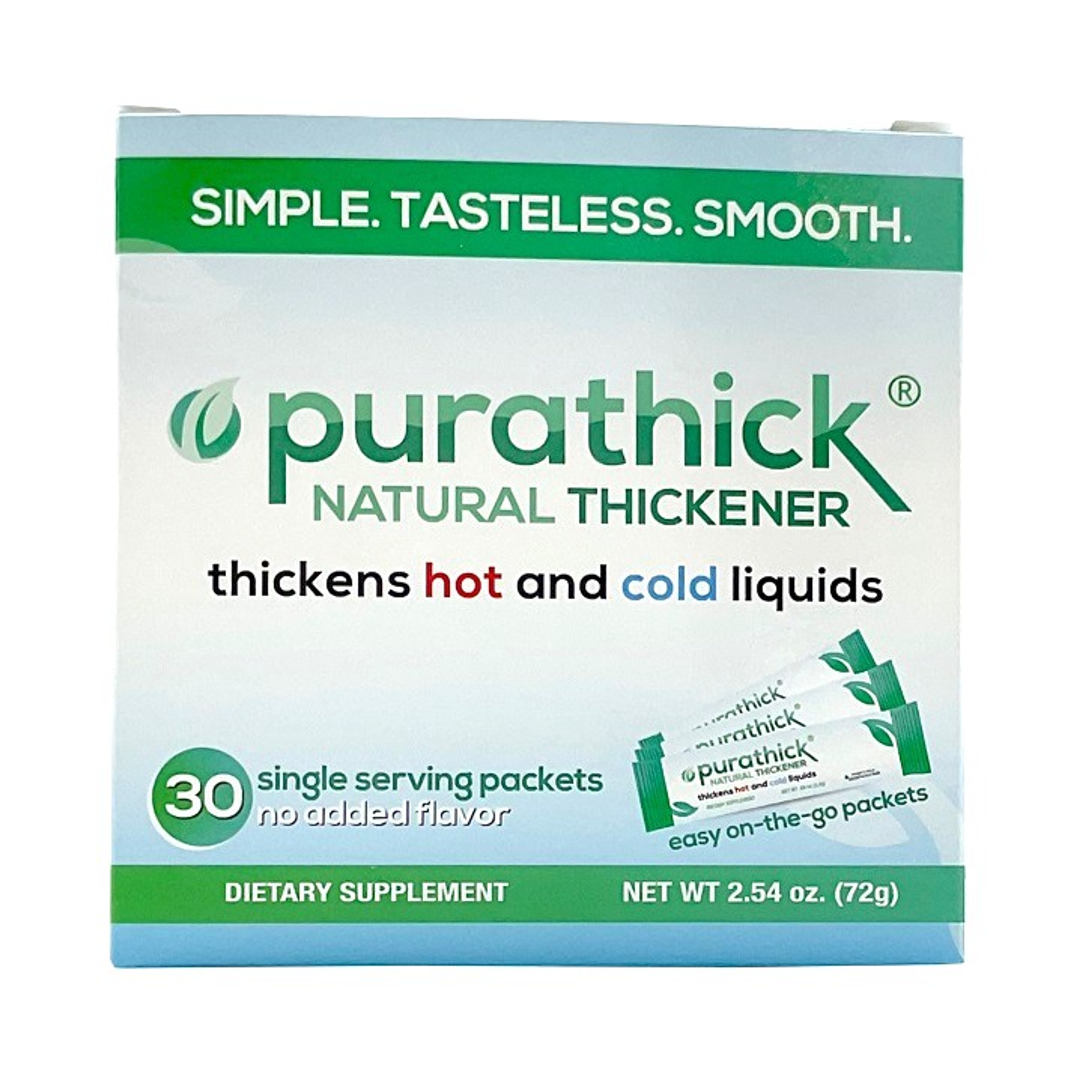 Purathick Beverage Thickener Powder Packets, Unflavored, 2.4 g