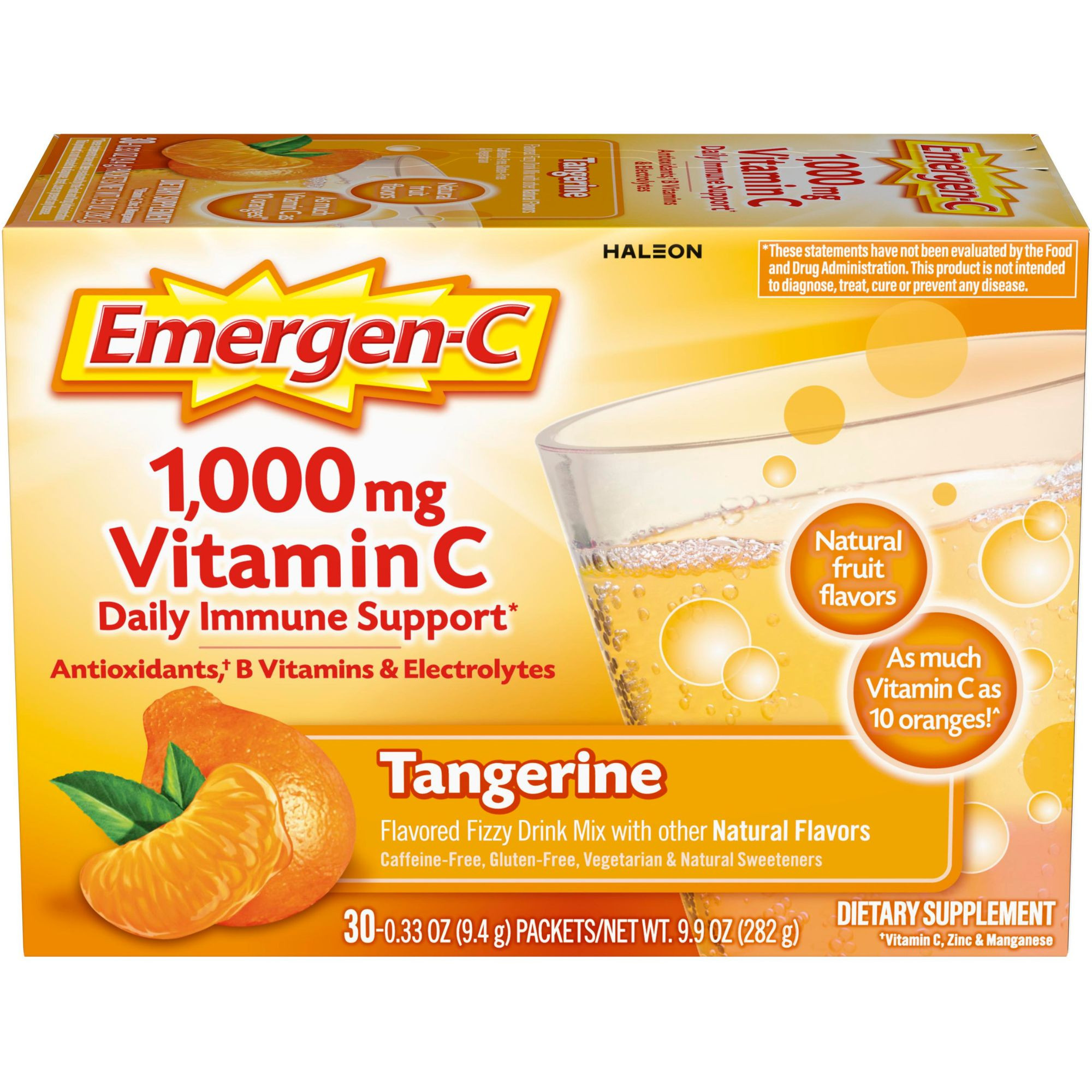 Emergen-C Vitamin C Daily Immune Support Fizzy Drink Mix Supplement, Tangerine