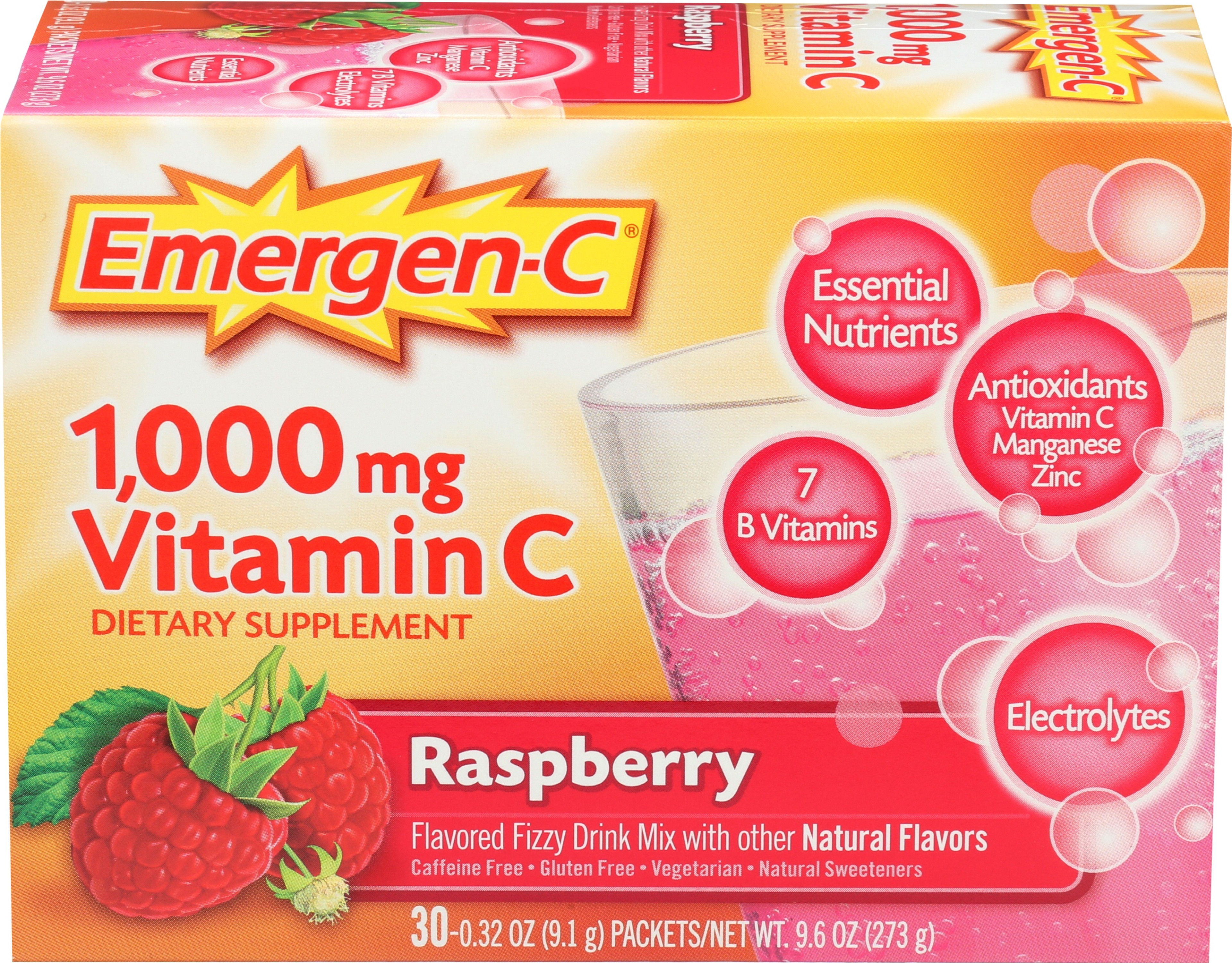 Emergen-C Daily Immune Support Vitamin C Supplement Powder, Raspberry