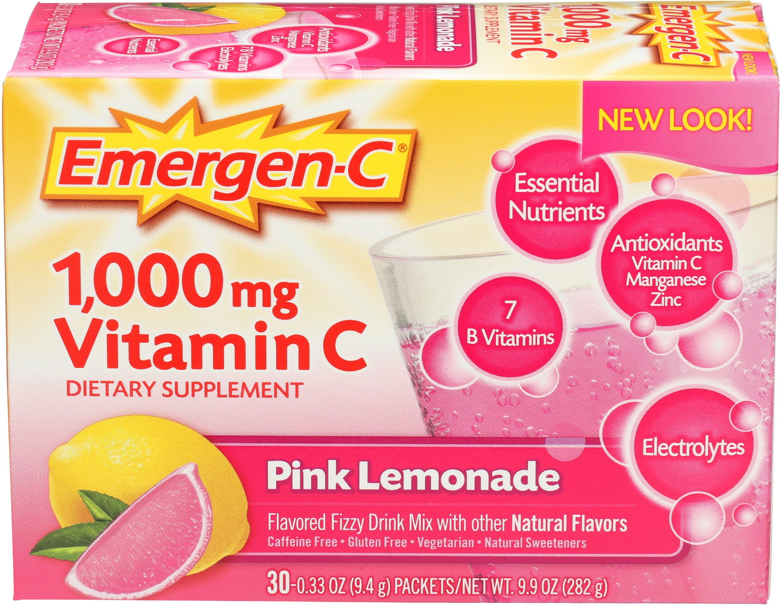 Emergen-C Vitamin C Daily Immune Support Fizzy Drink Mix Supplement, Pink Lemonade